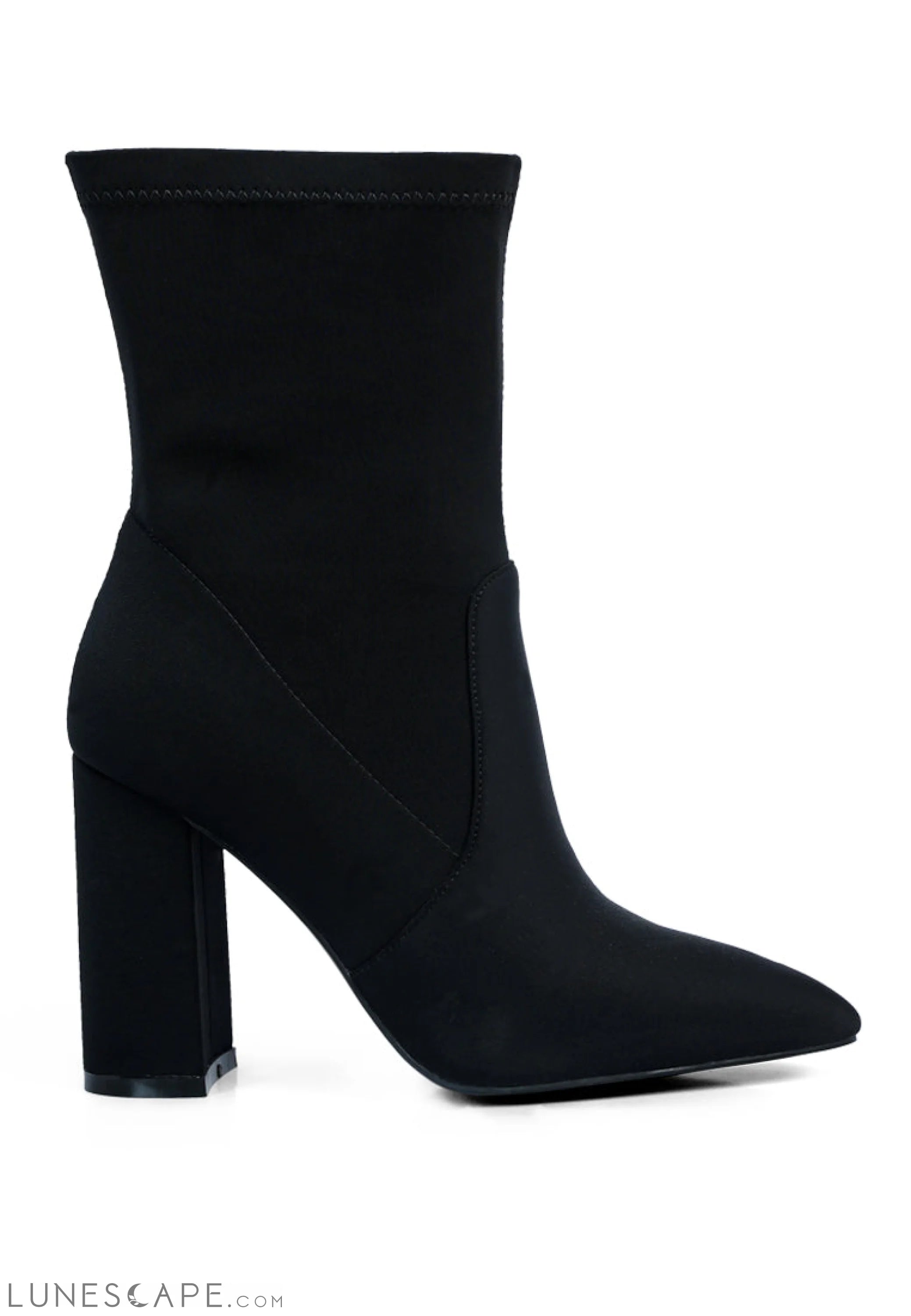 Ankle Lycra Block Heeled Boots LUNESCAPE
