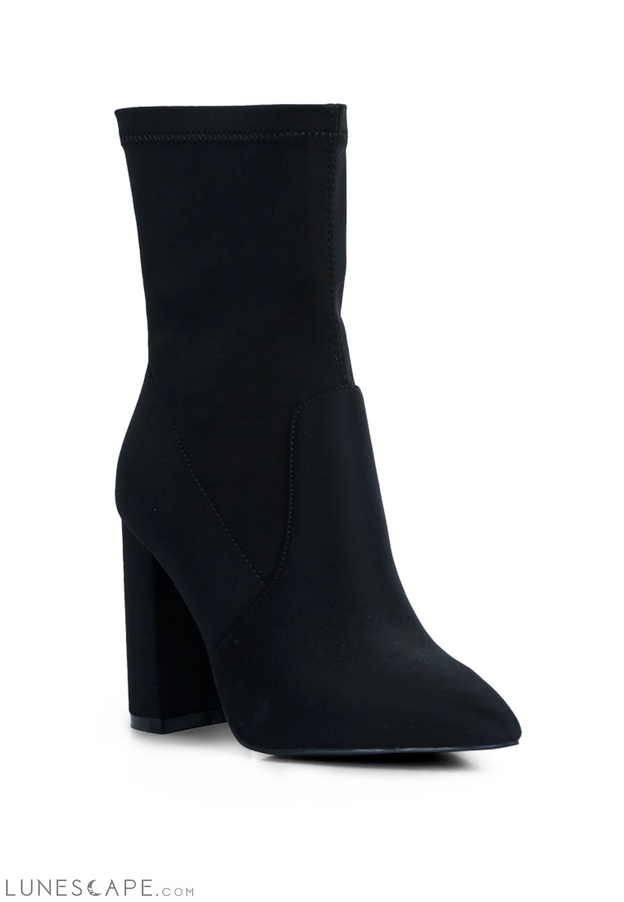 Ankle Lycra Block Heeled Boots LUNESCAPE