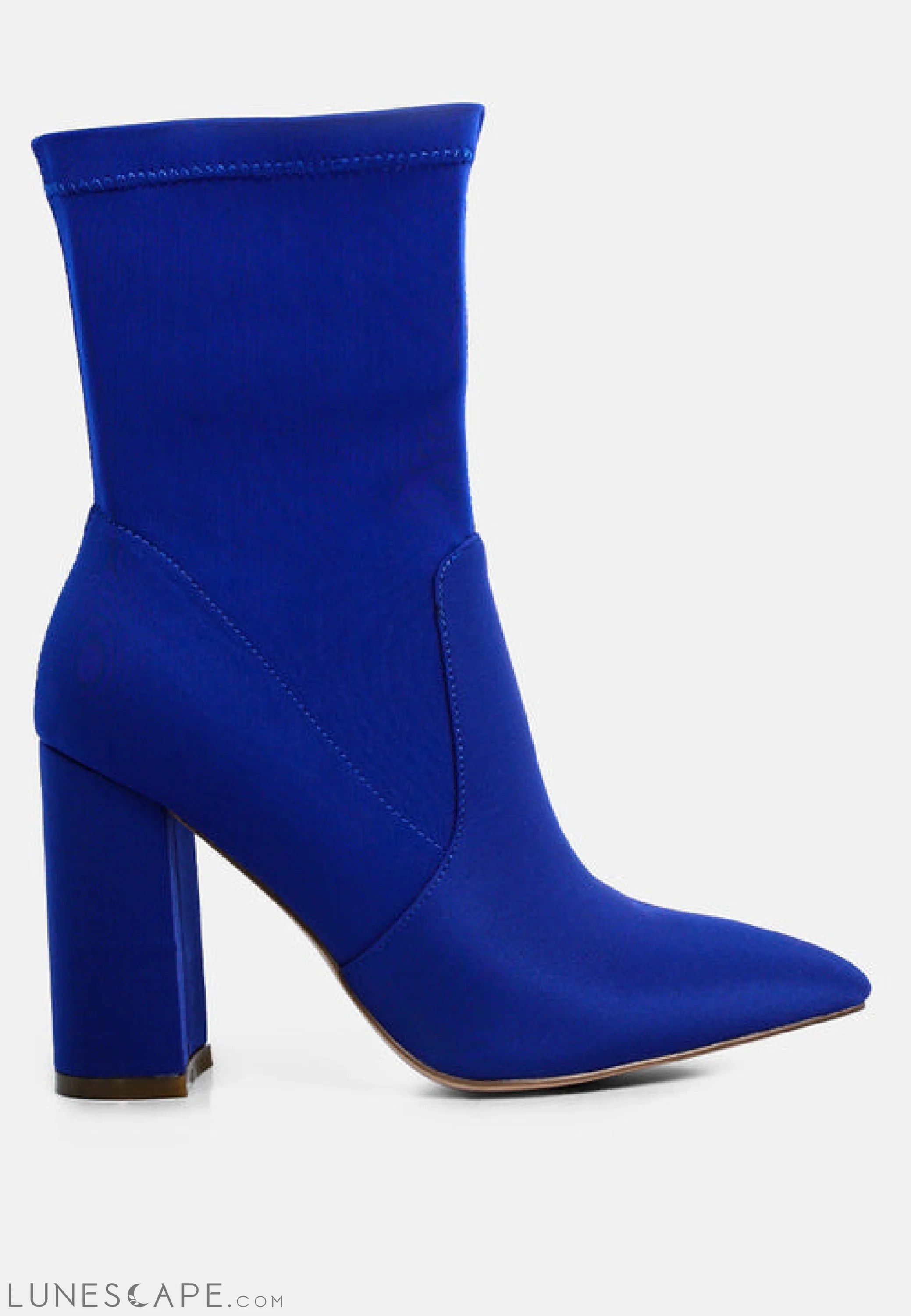 Ankle Lycra Block Heeled Boots LUNESCAPE