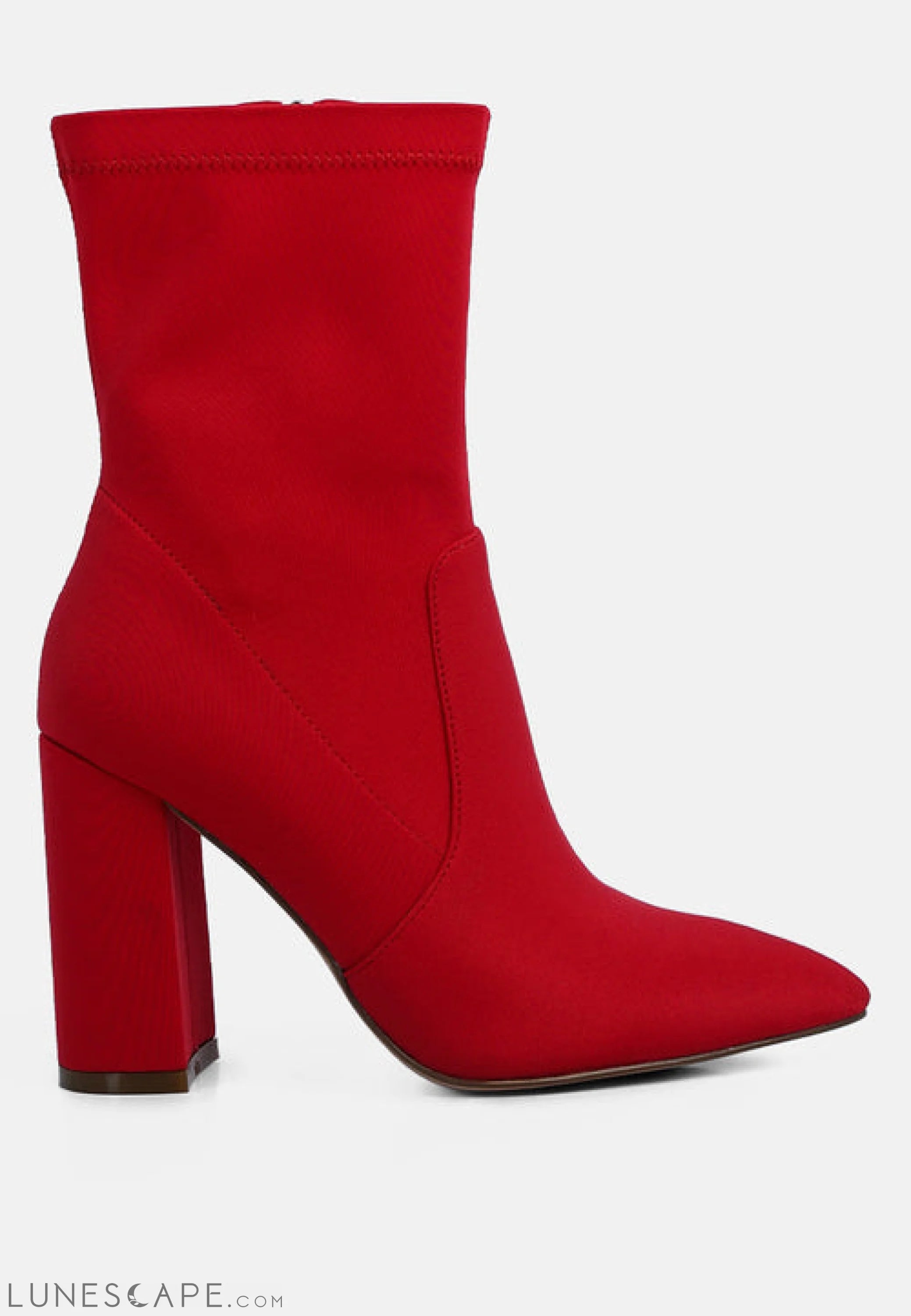 Ankle Lycra Block Heeled Boots LUNESCAPE