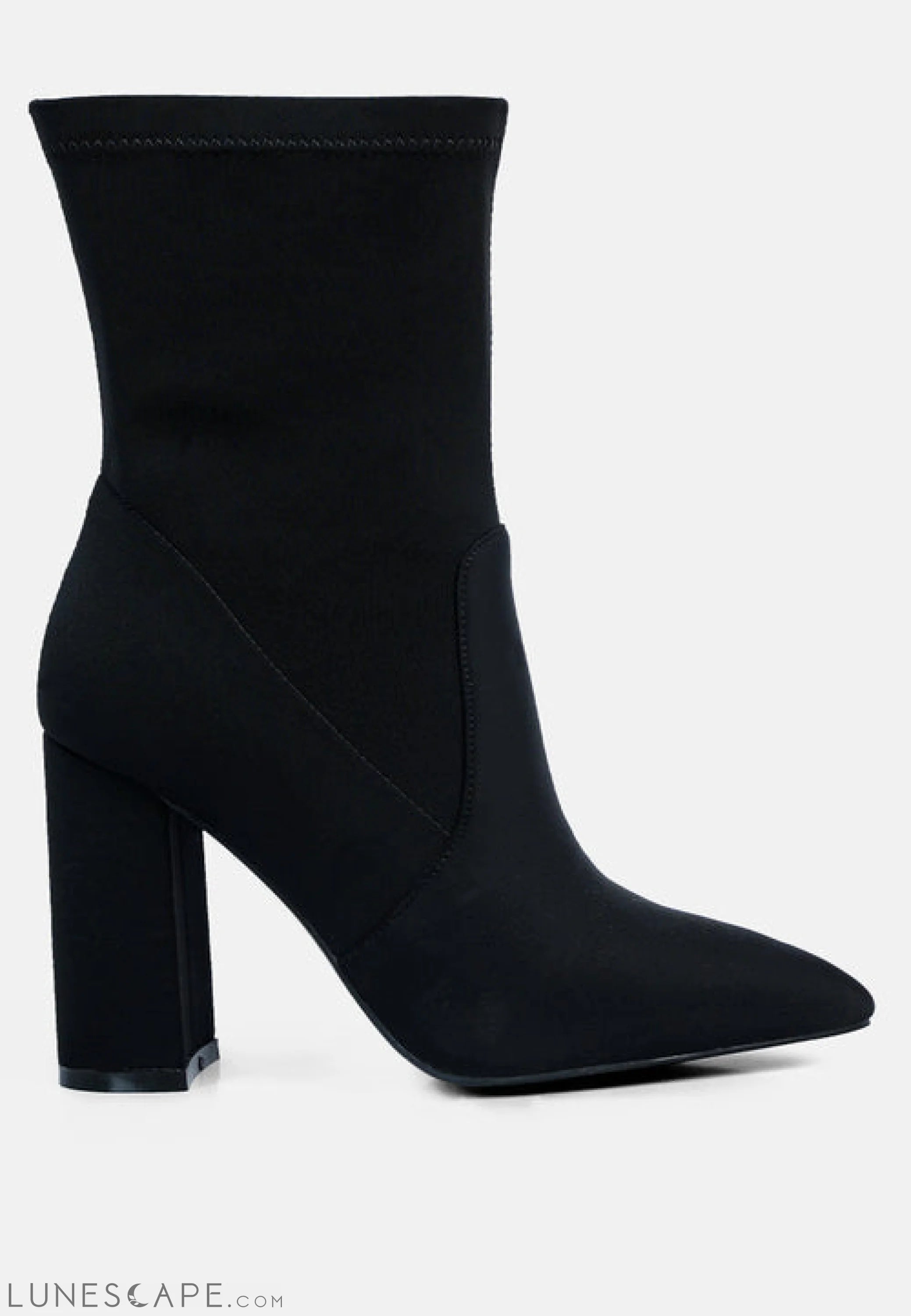 Ankle Lycra Block Heeled Boots LUNESCAPE