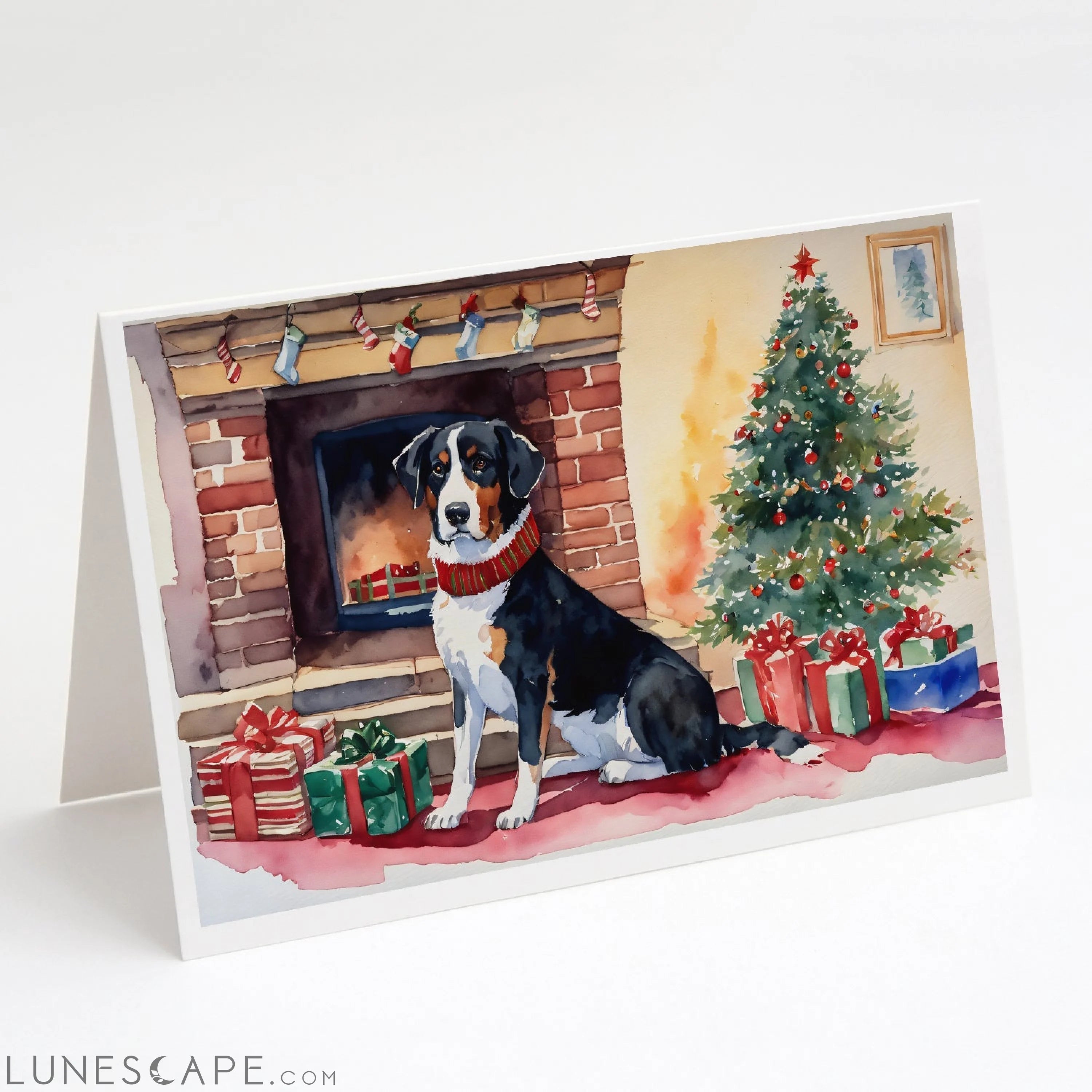 Appenzeller Sennenhund Cozy Christmas Greeting Cards Pack of 8 LUNESCAPE