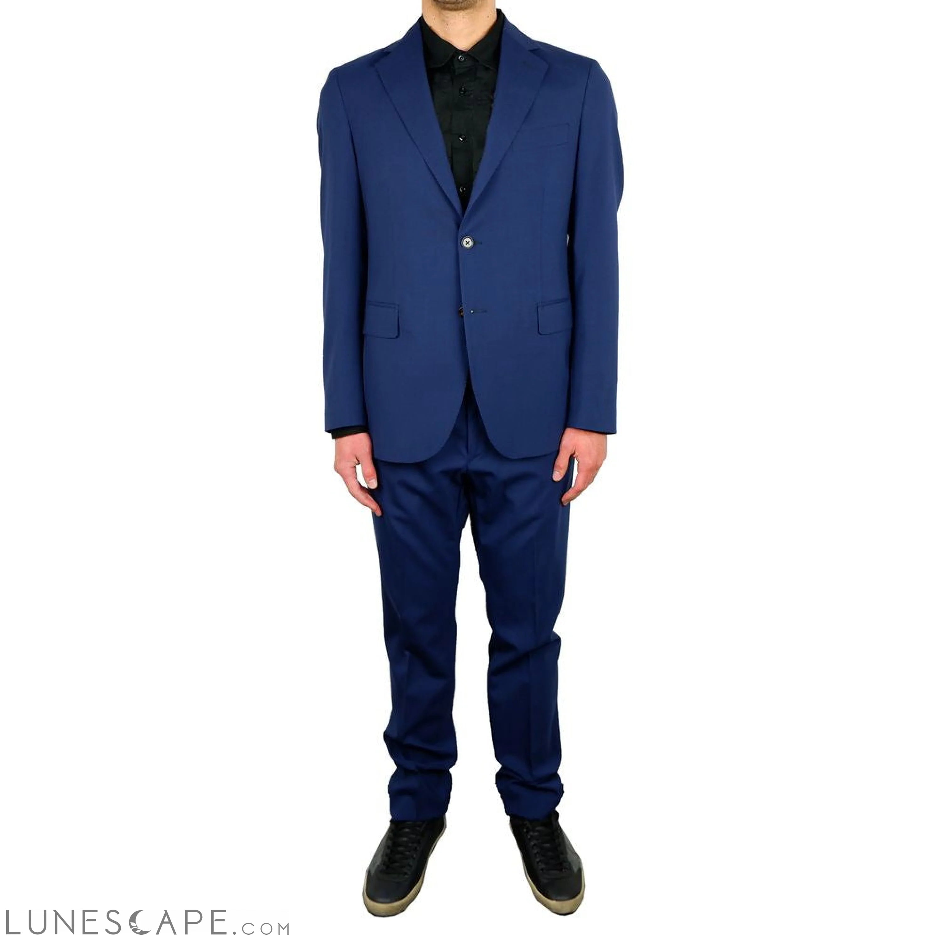 Aquascutum Elegant Blue Wool Blend Two-Piece Suit LUNESCAPE