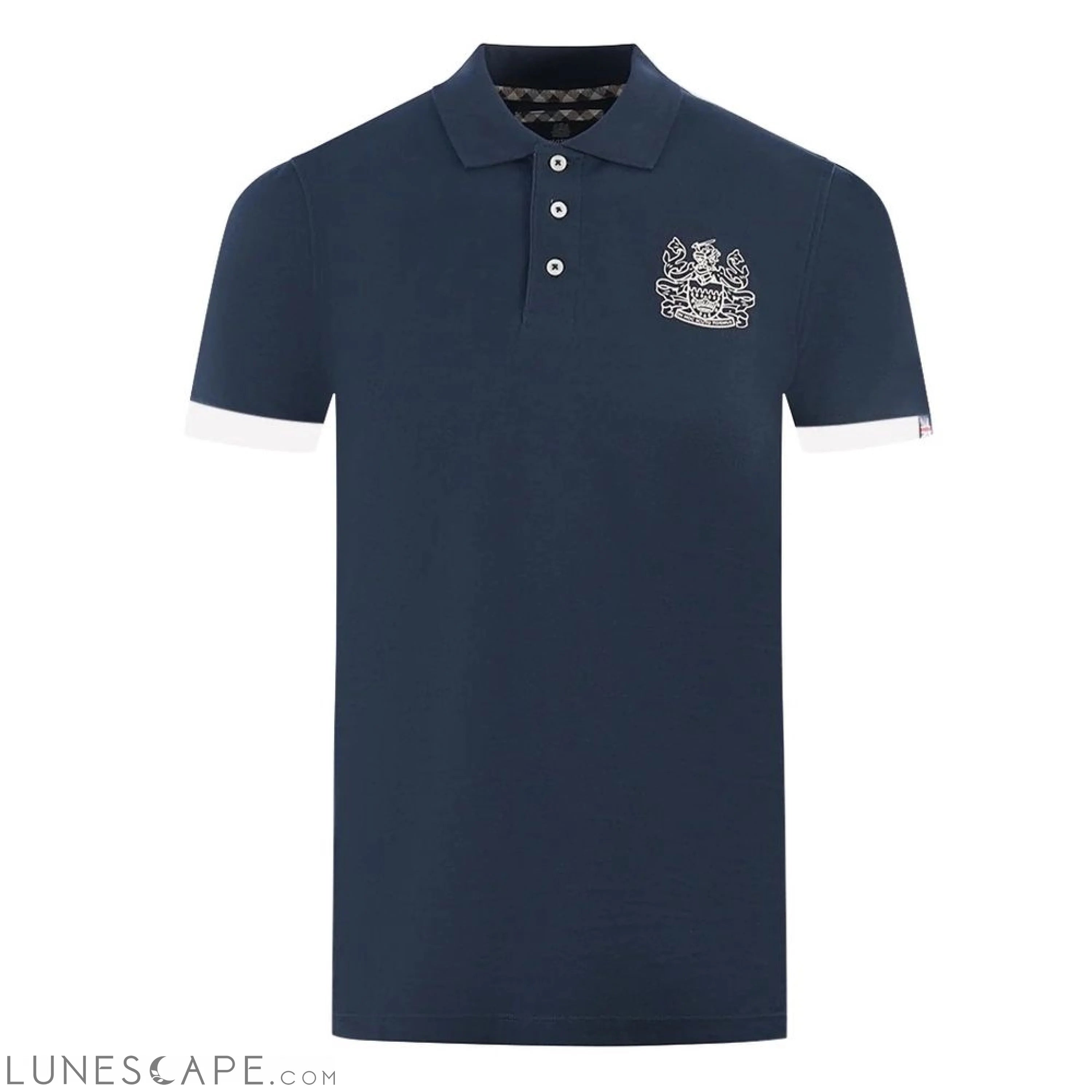 Aquascutum Elegant Cotton Polo with Contrast Logo Emblem LUNESCAPE