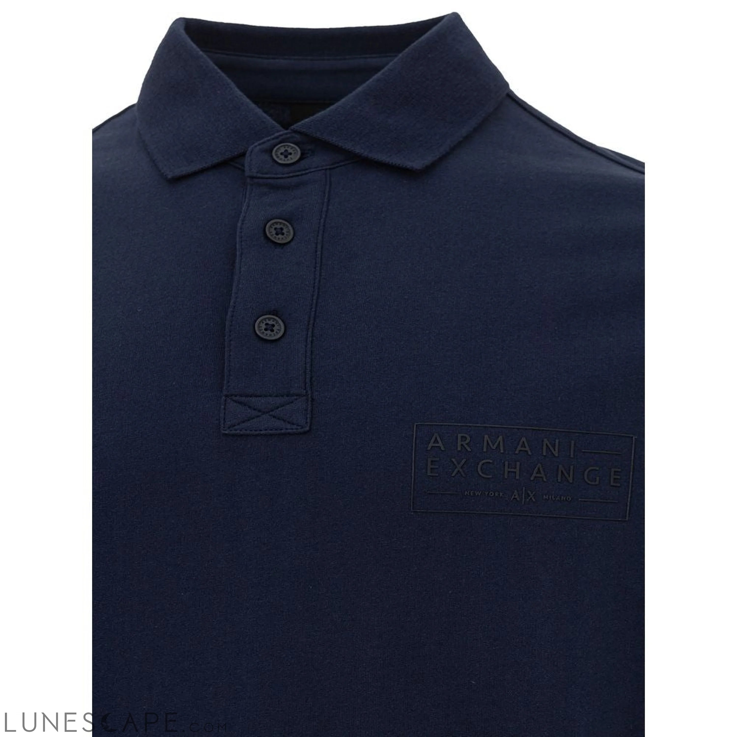 Armani Exchange Sleek Blue Cotton Polo Shirt for Men LUNESCAPE