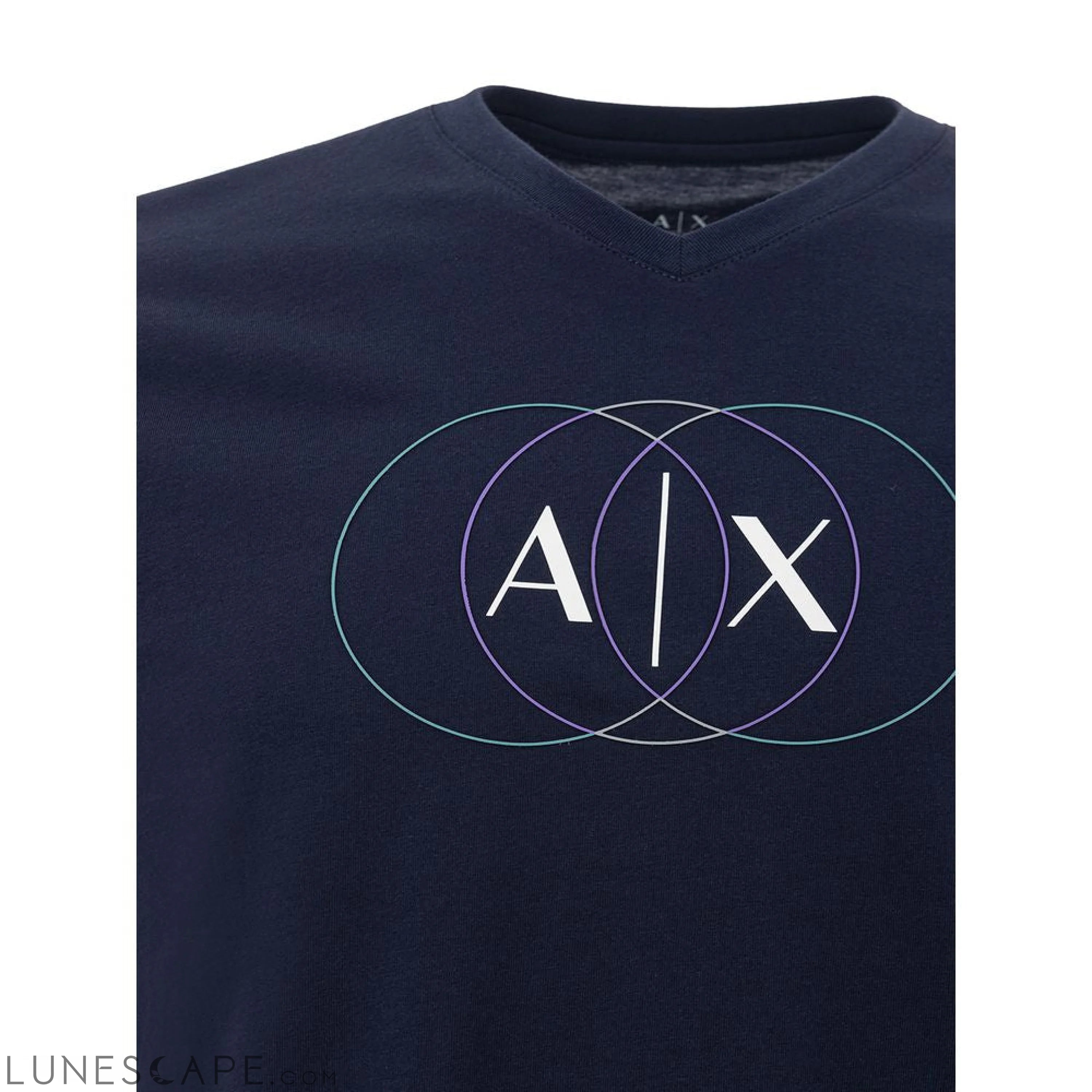 Armani Exchange Sleek Blue Cotton Tee for Men LUNESCAPE