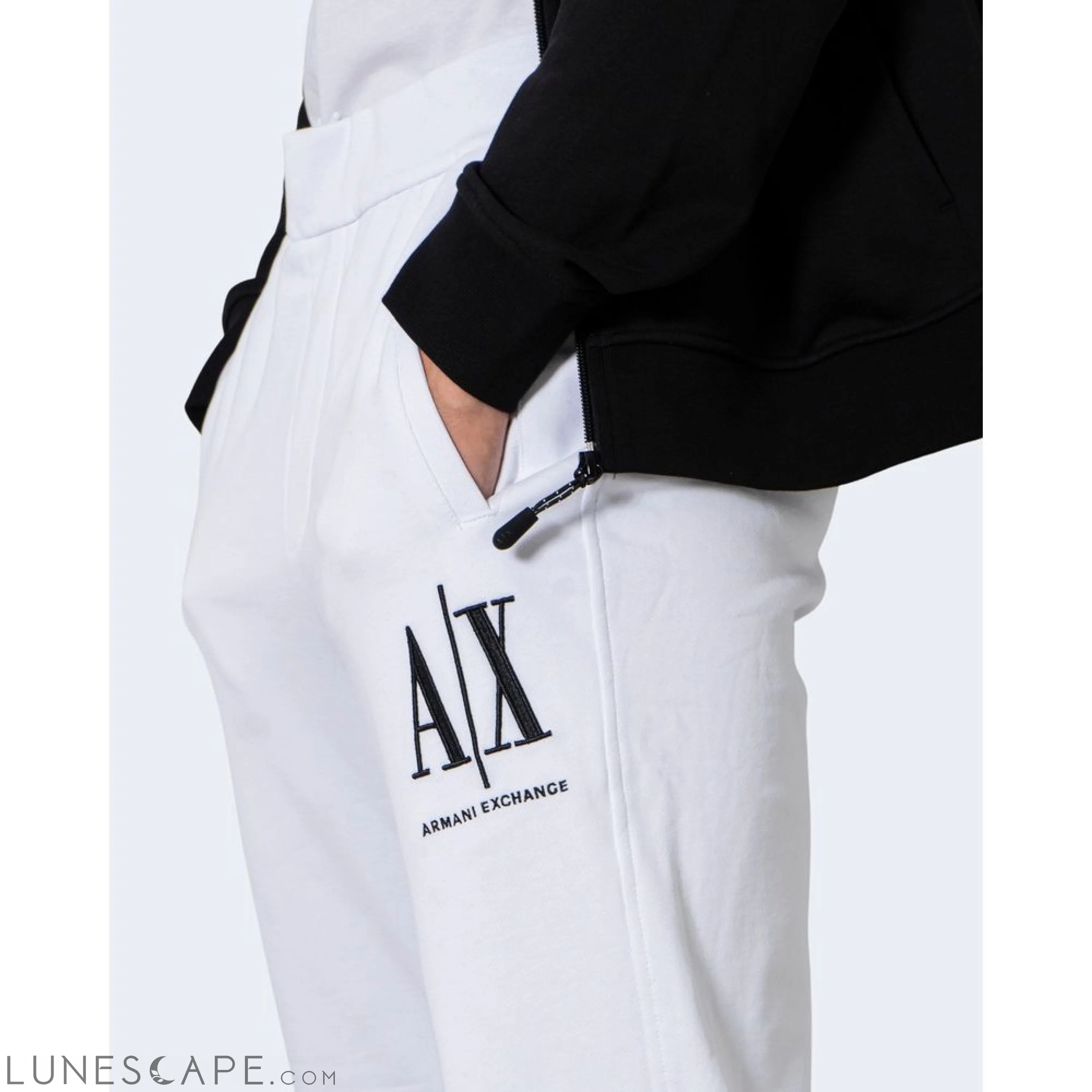 Armani Exchange White Cotton Joggers LUNESCAPE