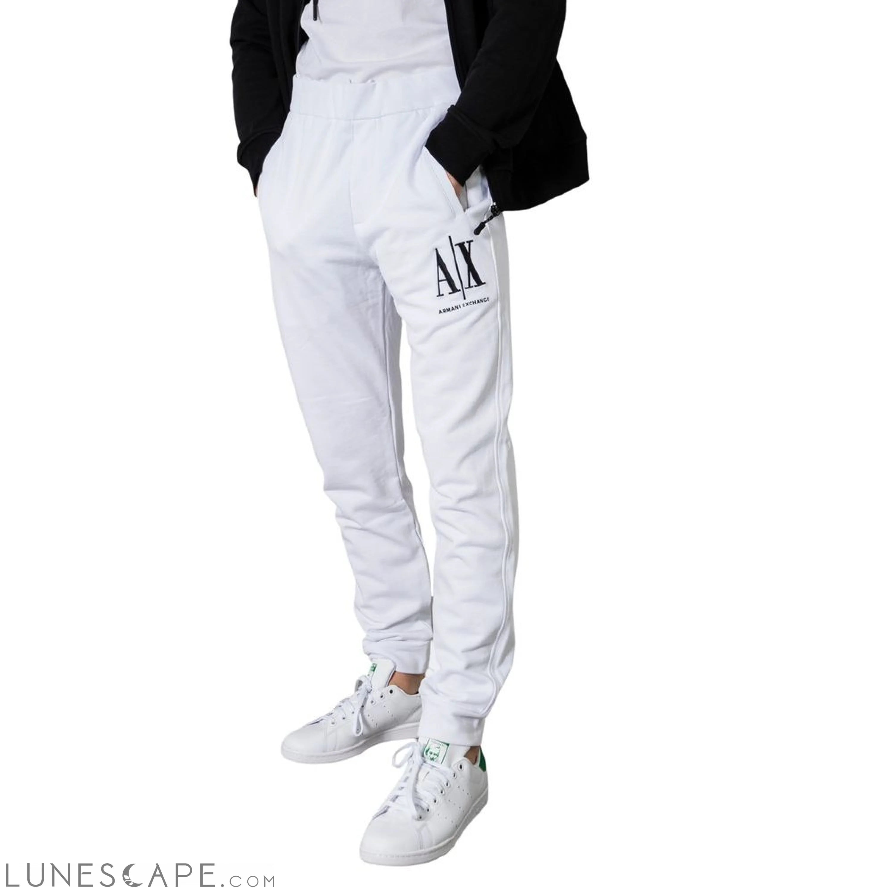 Armani Exchange White Cotton Joggers LUNESCAPE