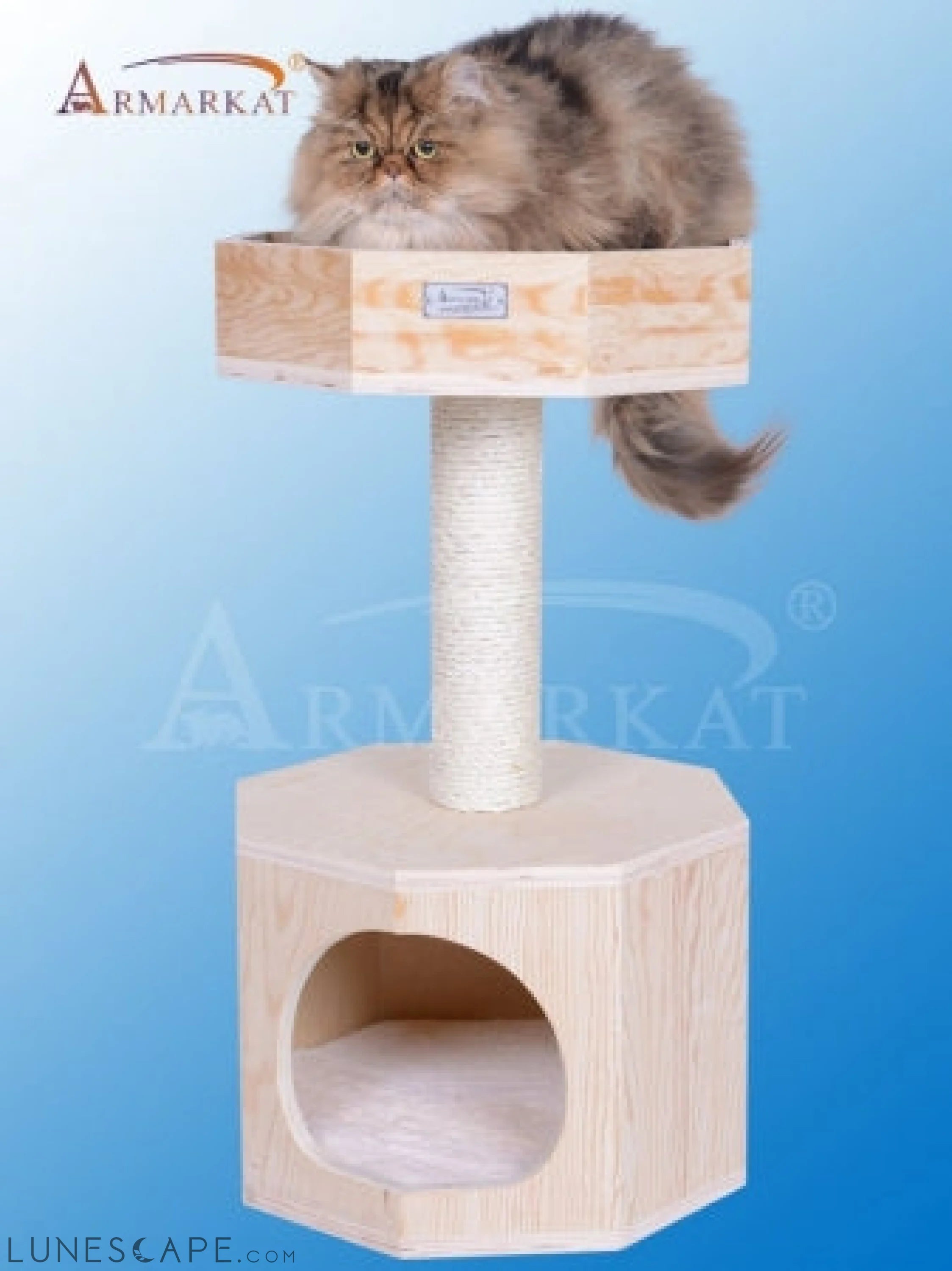 Armarkat Premium Scots Pine 29-Inch Real Wood Cat Tree with Perch and LUNESCAPE