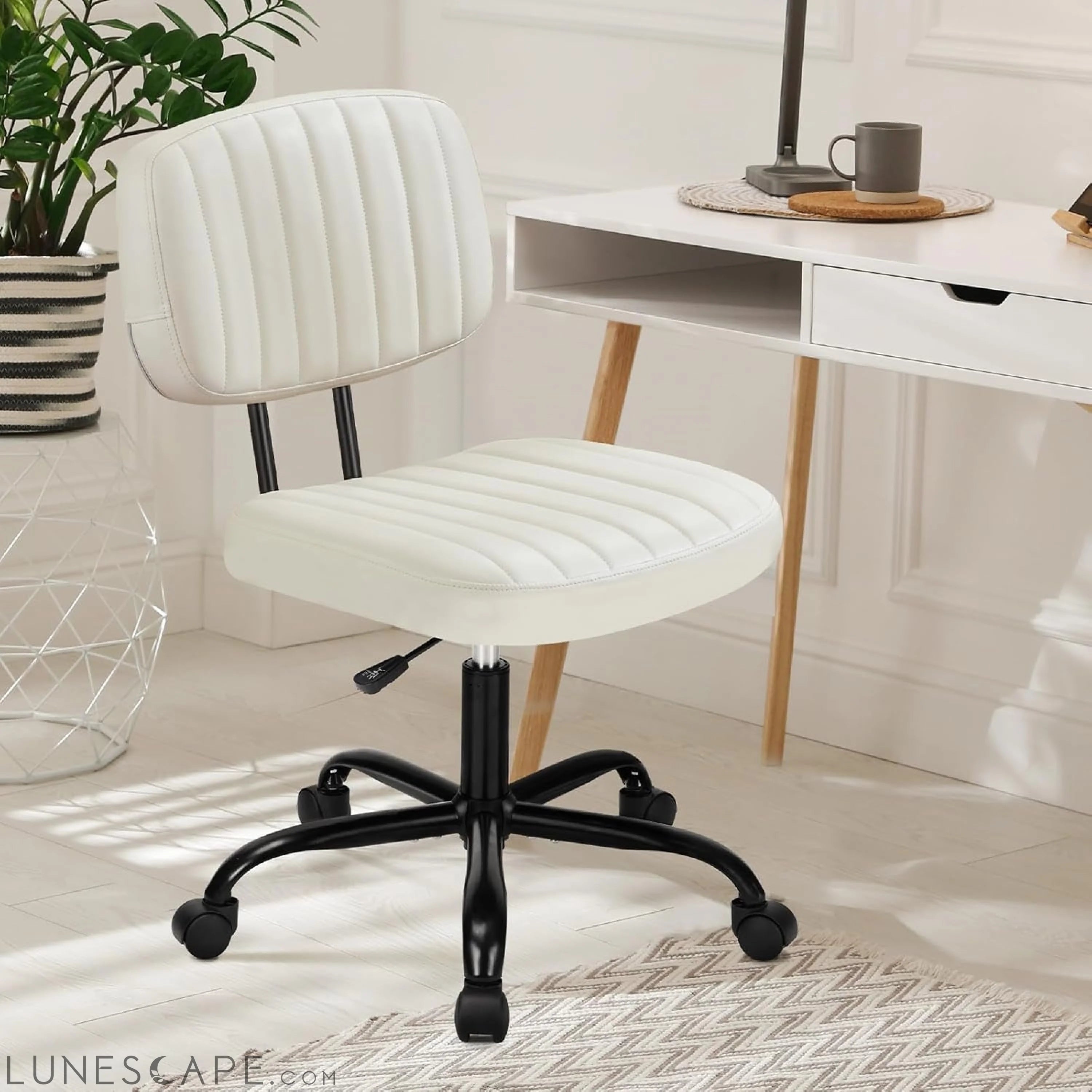 Armless Home Office Desk Chair -Small Ergonomic with Low Back Lumbar LUNESCAPE