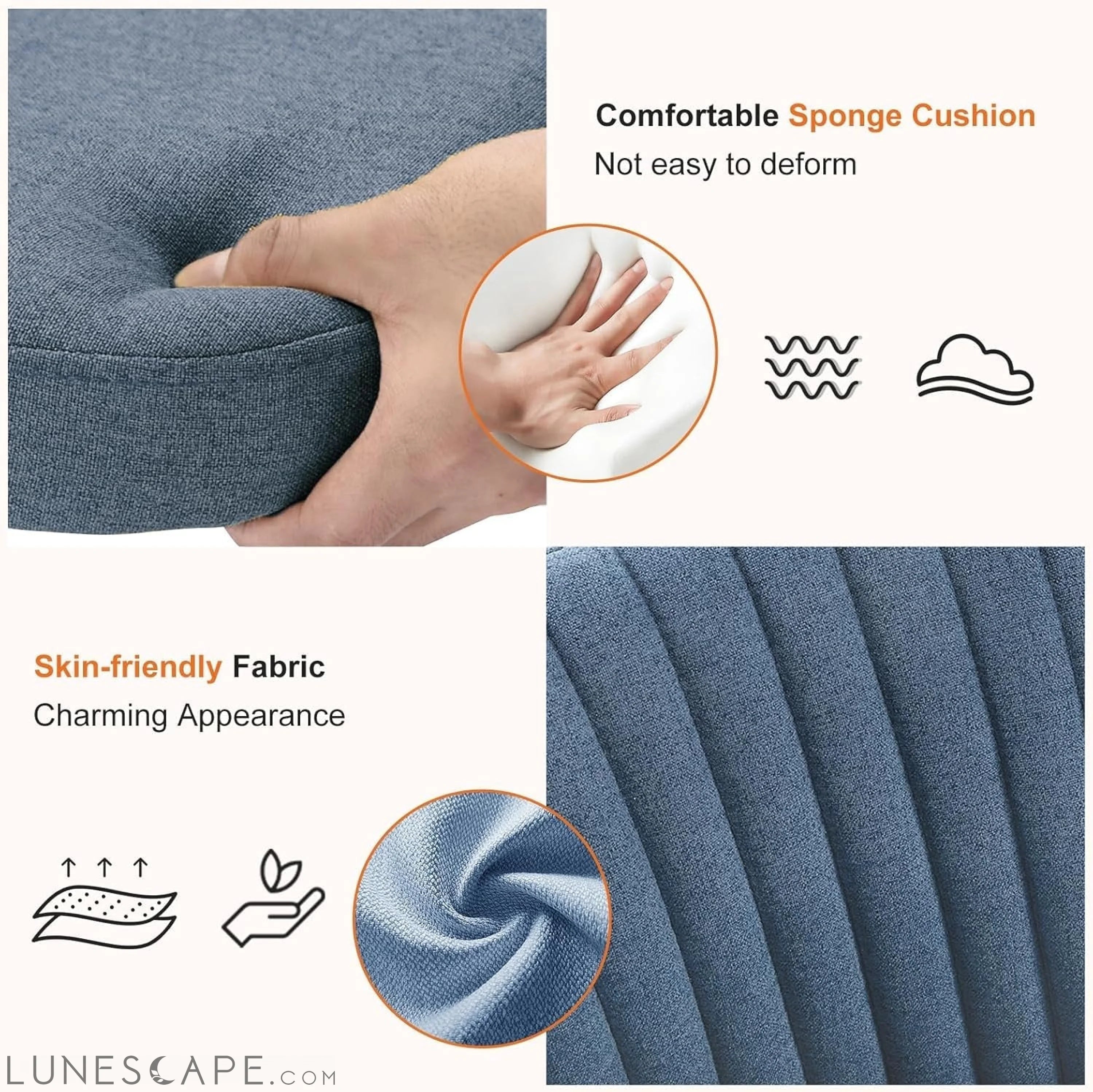 Armless Office Chair Cute Desk Chair, Modern Fabric Home Office Desk LUNESCAPE