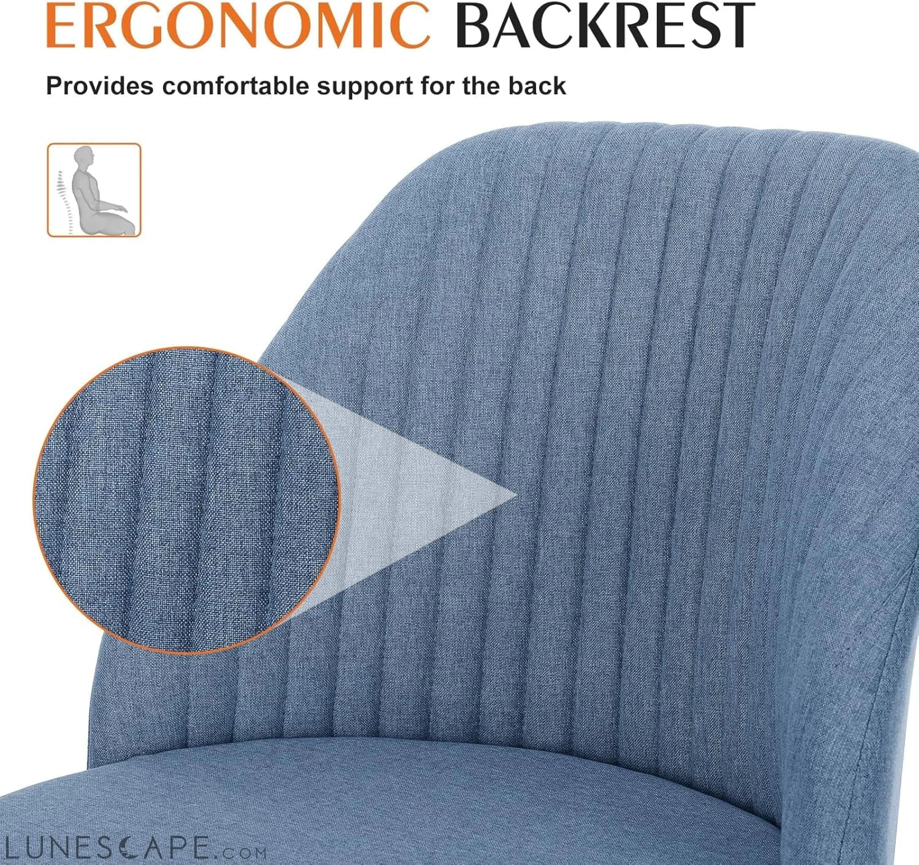 Armless Office Chair Cute Desk Chair, Modern Fabric Home Office Desk LUNESCAPE