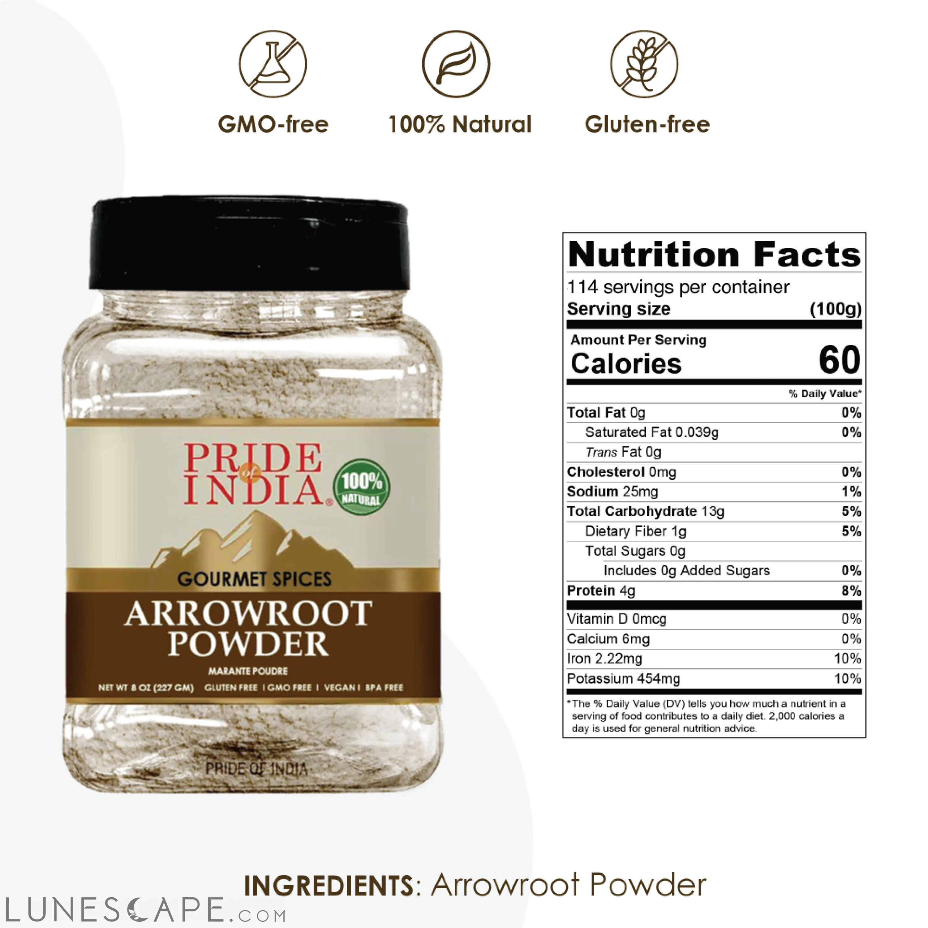 Arrowroot Ground Powder - 8 oz LUNESCAPE