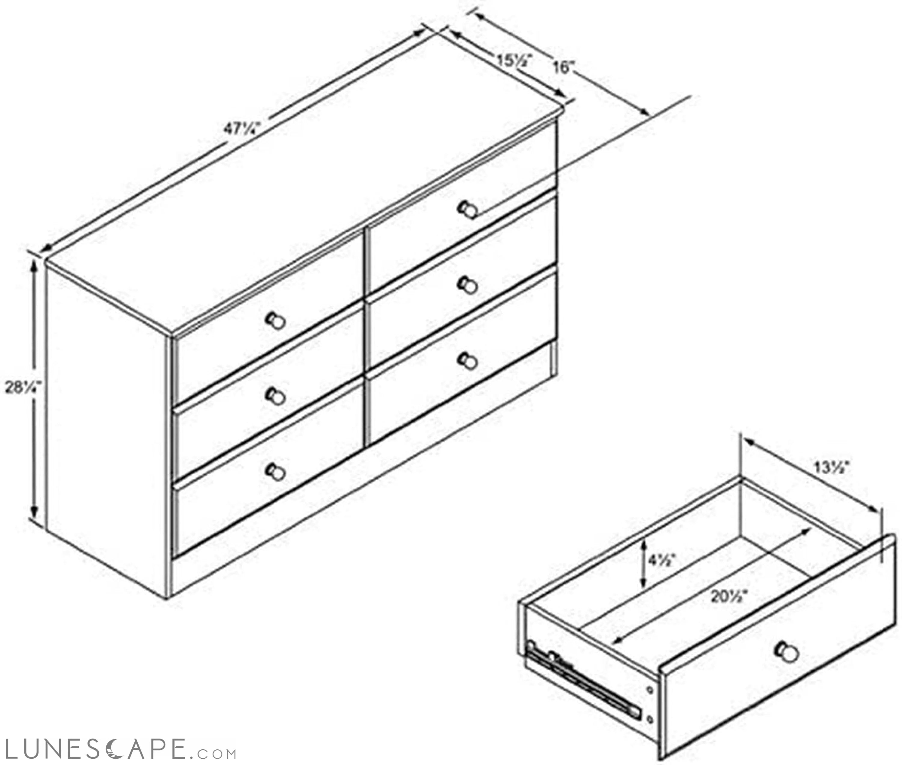 Astrid 6-Drawer Double Dresser, Espresso LUNESCAPE