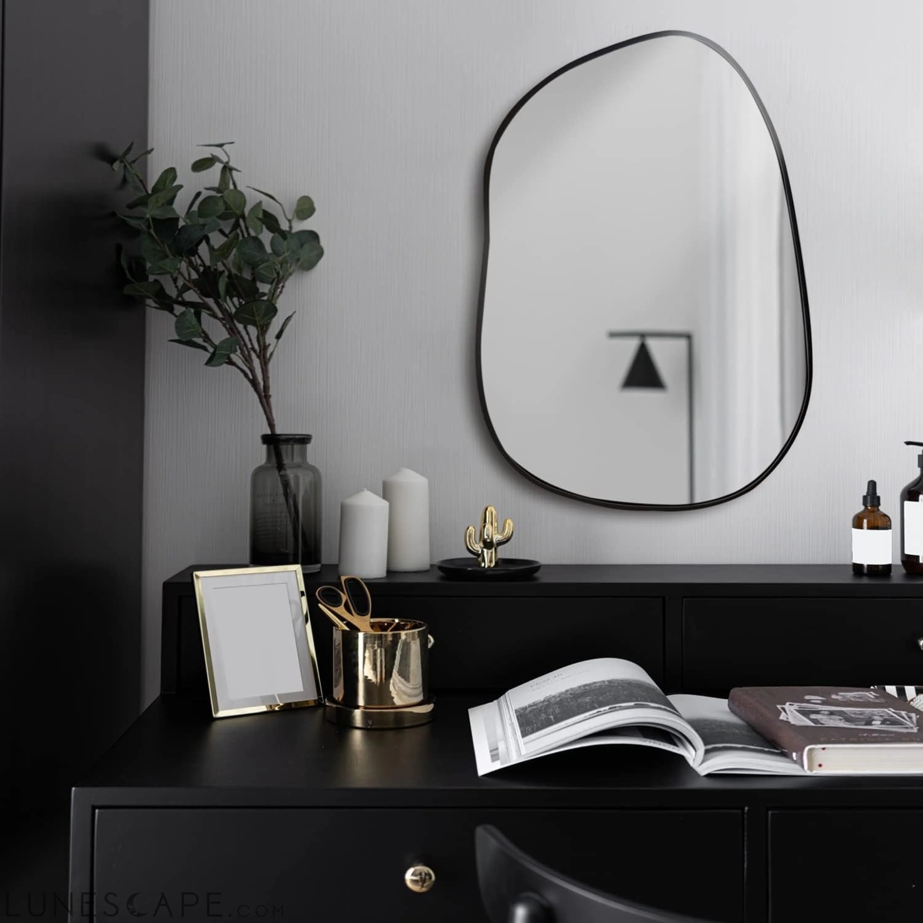 Asymmetrical Modern Abstract Wall Mirror Decor for Living Room LUNESCAPE