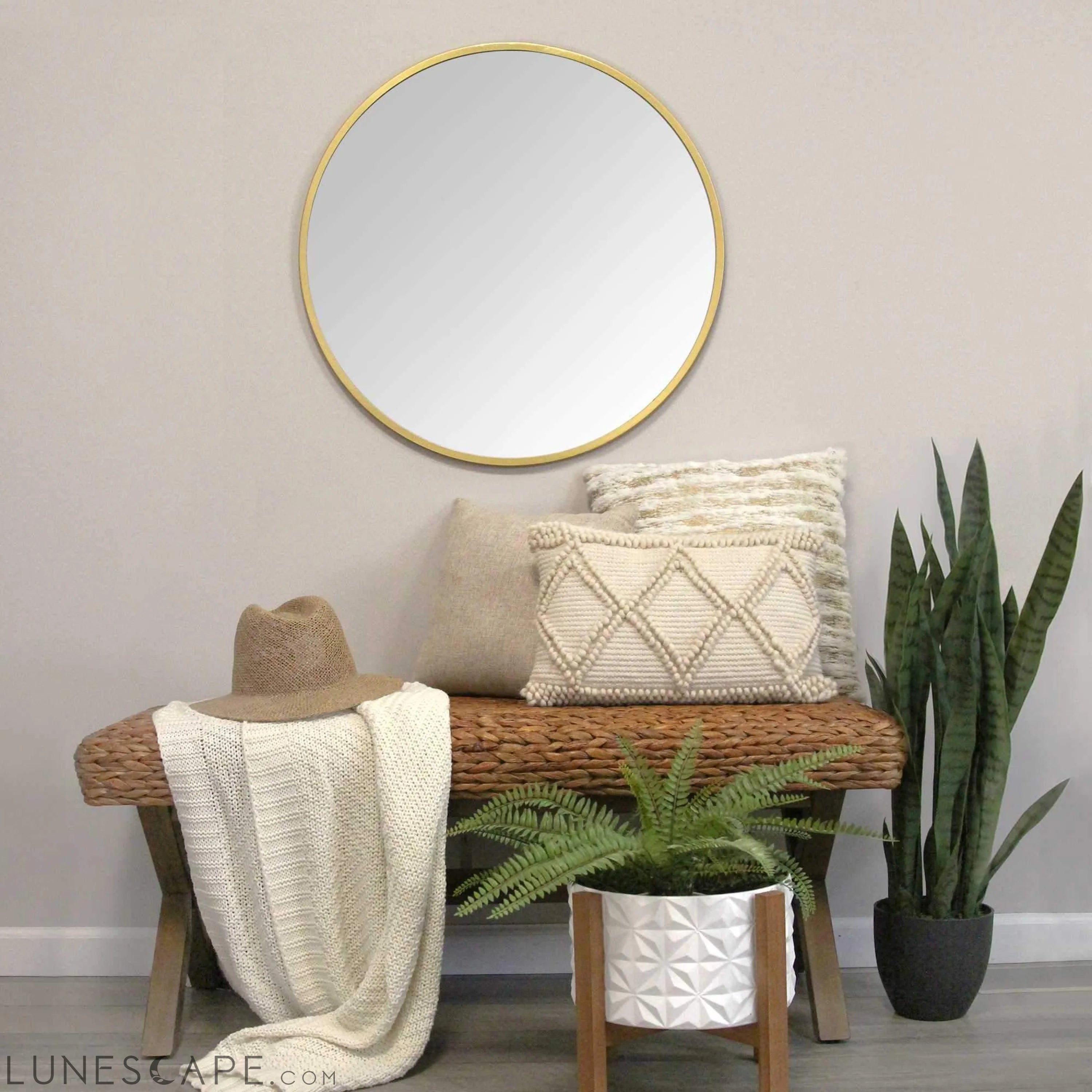 Aubrey Gold Metal Framed Wall Mirror - 28" LUNESCAPE