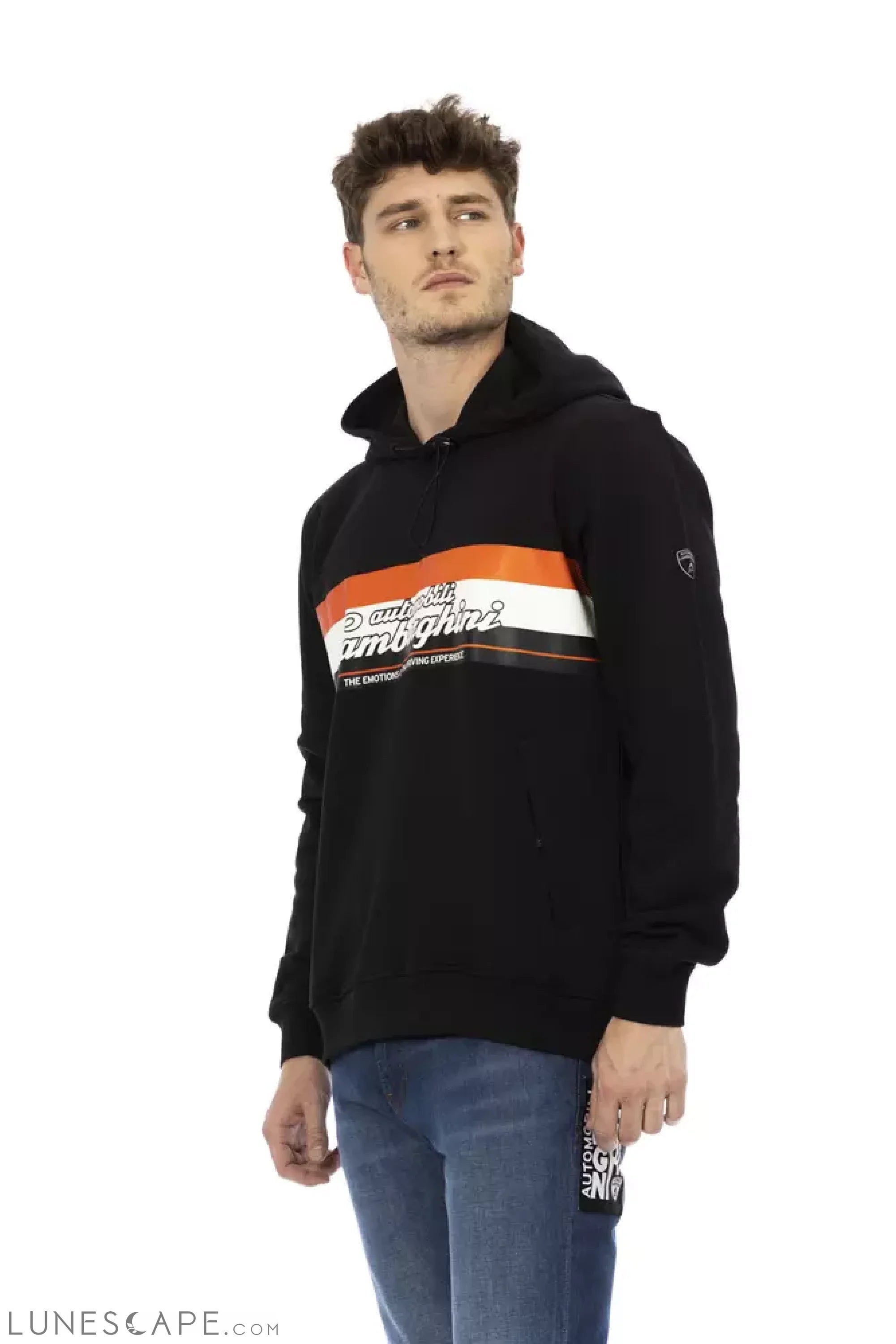 Automobili Lamborghini Black Cotton Men Sweatshirt LUNESCAPE