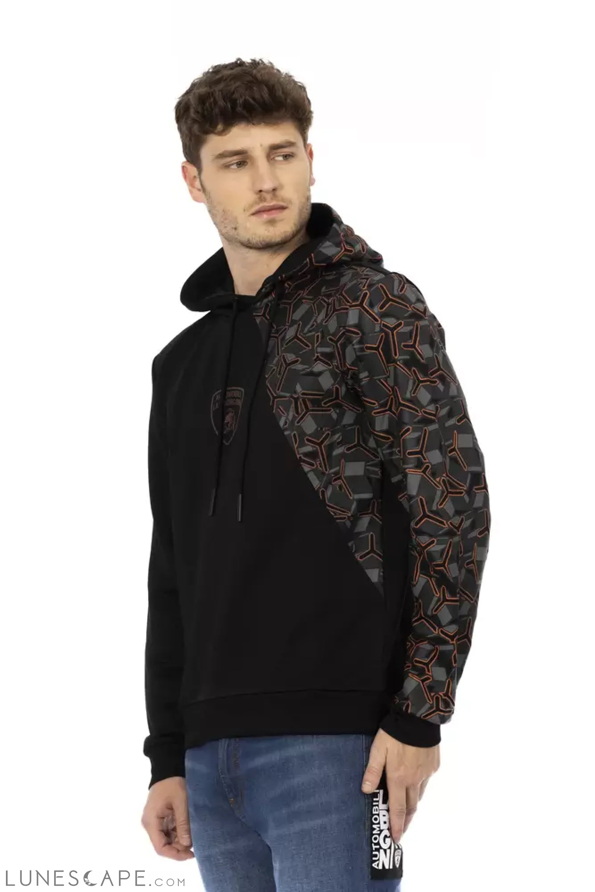 Automobili Lamborghini Black Cotton Men's Hoodie LUNESCAPE