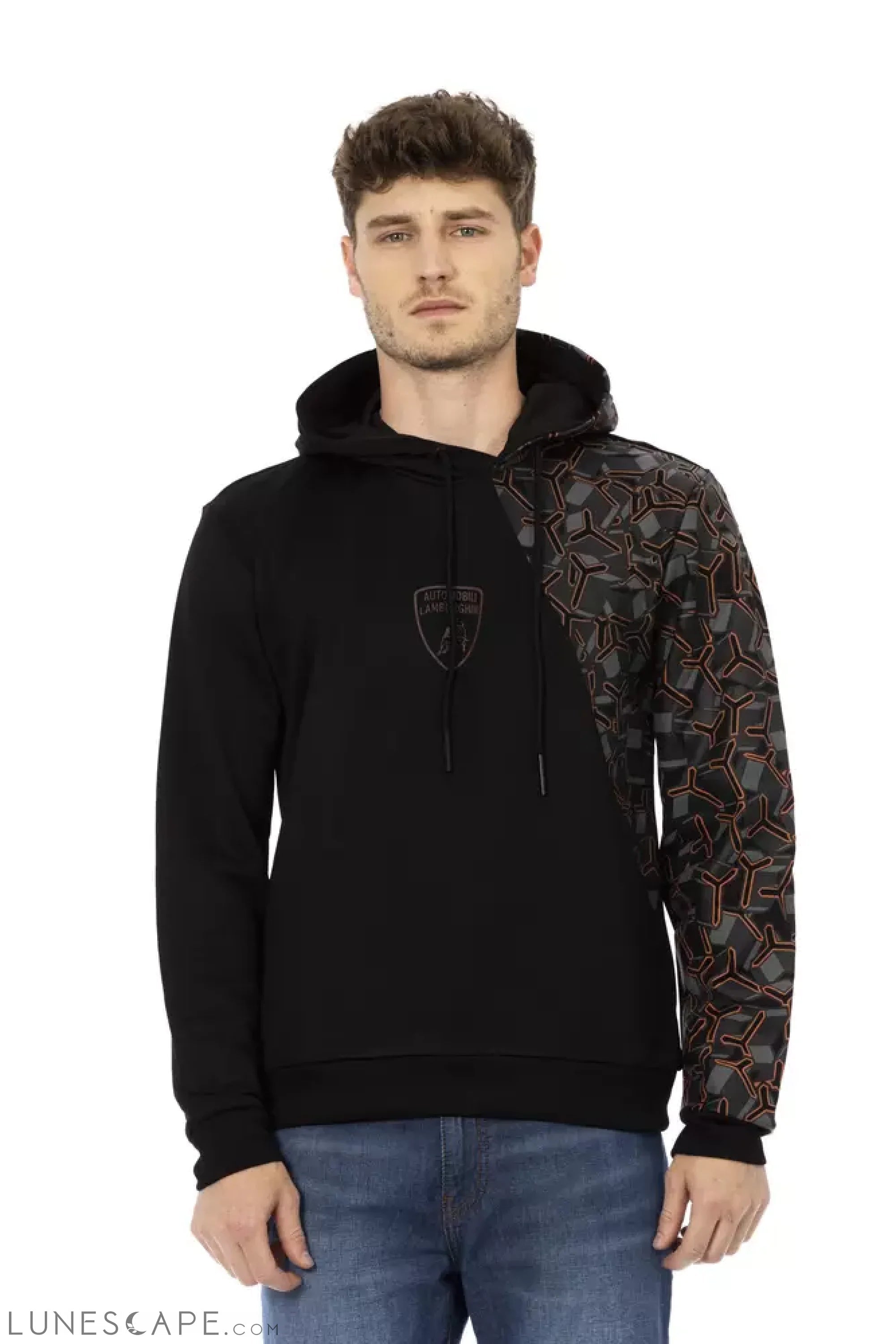 Automobili Lamborghini Black Cotton Men's Hoodie LUNESCAPE