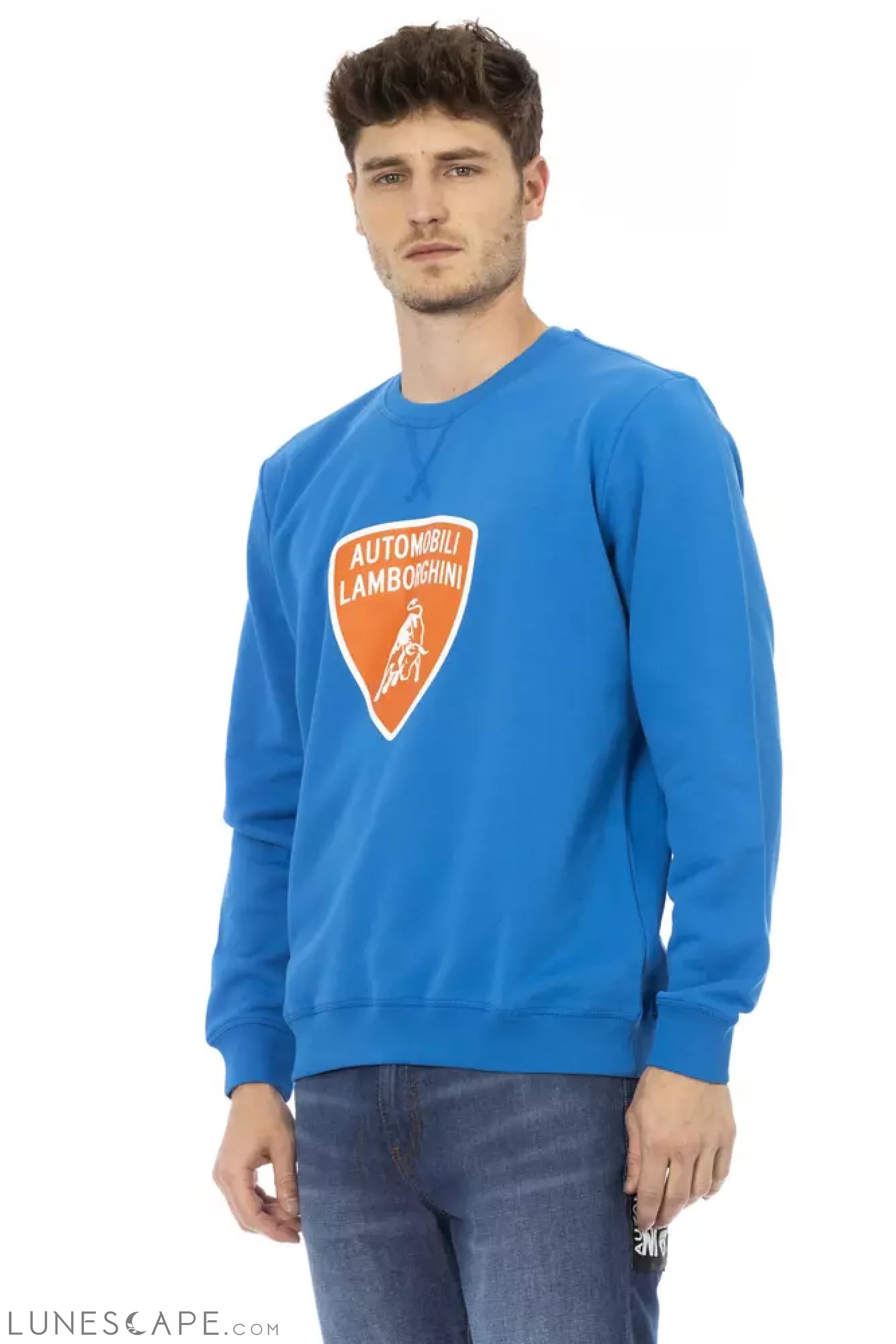 Automobili Lamborghini Blue Cotton Men Sweater LUNESCAPE