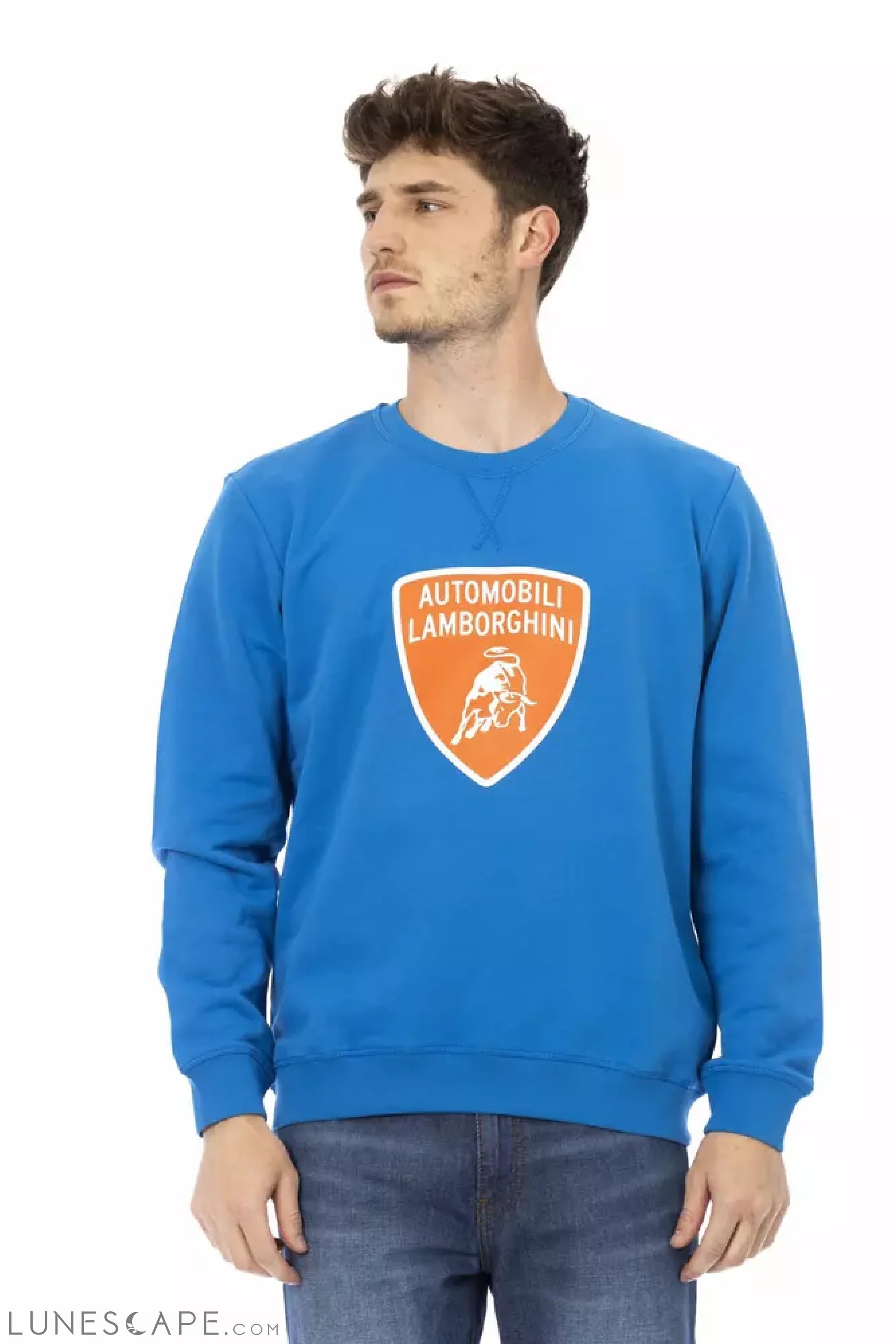 Automobili Lamborghini Blue Cotton Men Sweater LUNESCAPE