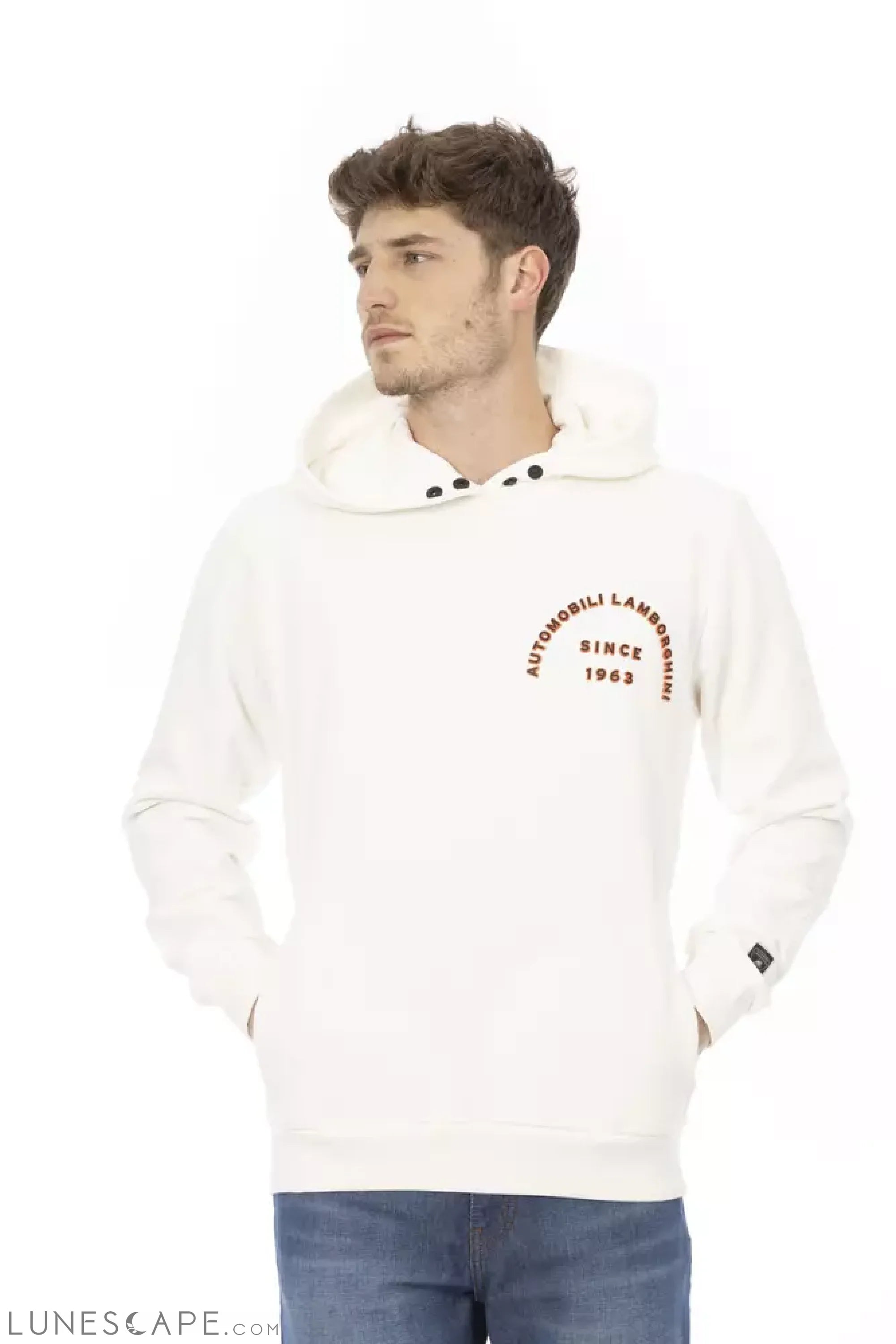 Automobili Lamborghini White Cotton Men Sweater LUNESCAPE