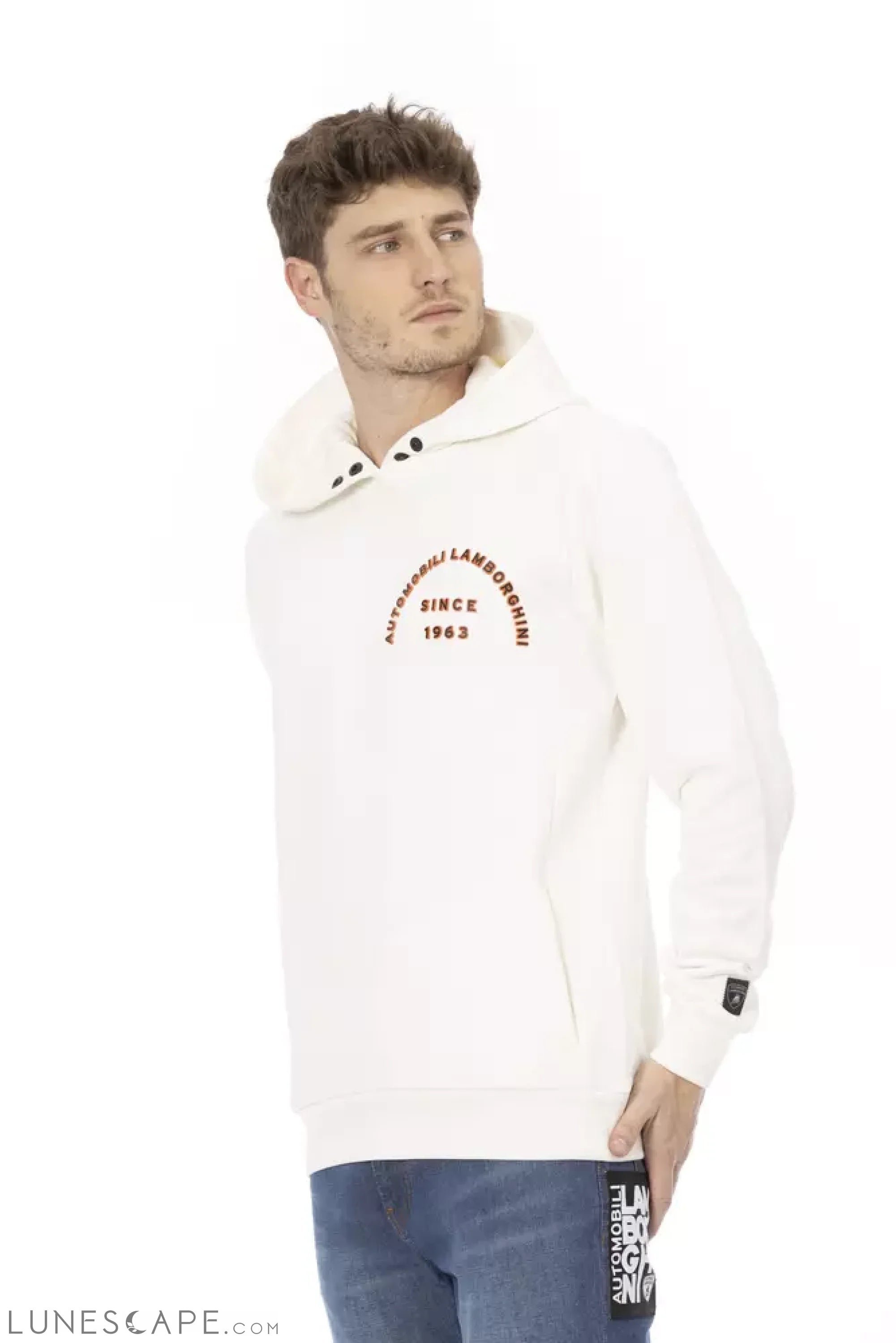 Automobili Lamborghini White Cotton Men Sweater LUNESCAPE