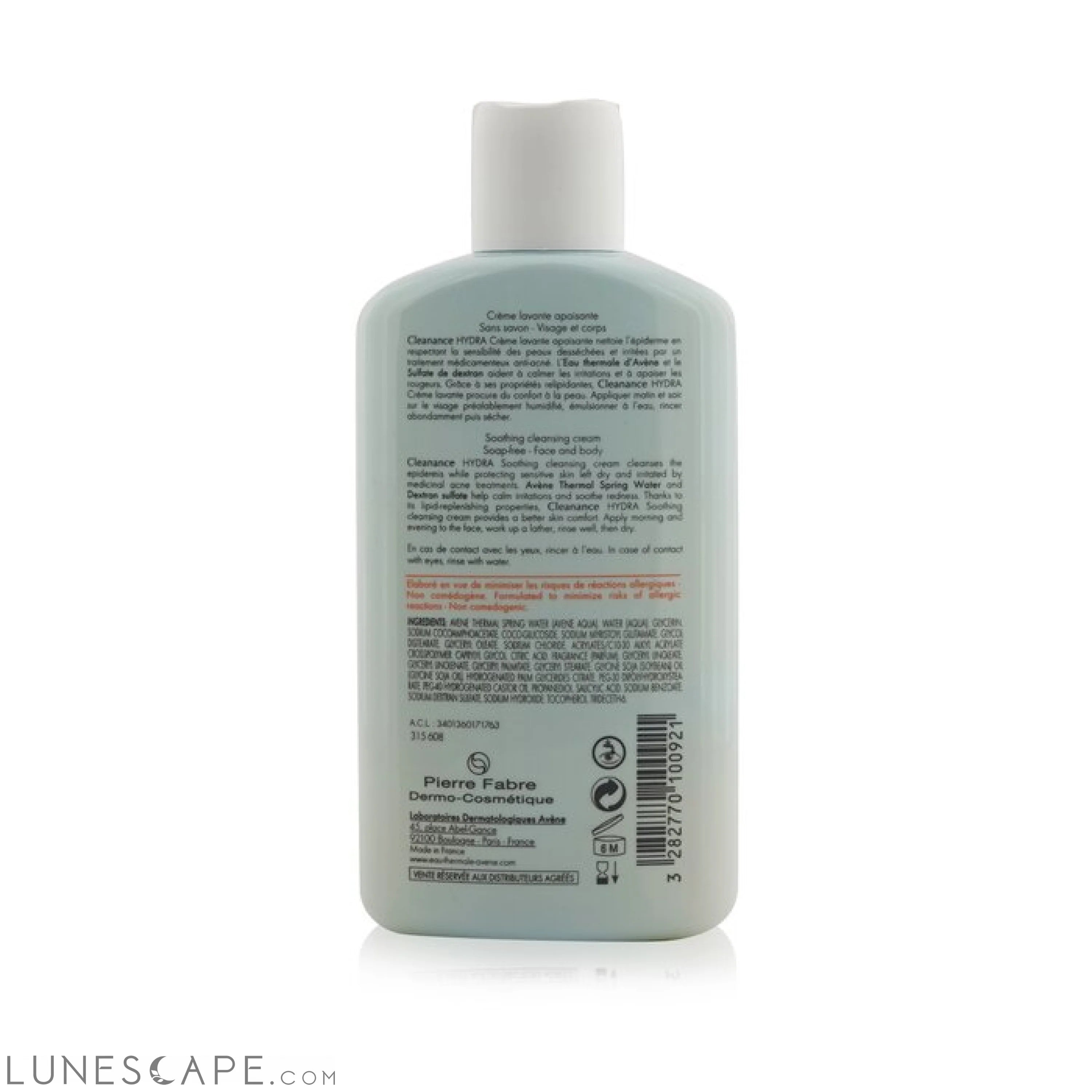 AVENE - Cleanance HYDRA Soothing Cleansing Cream - For Blemish-Prone Skin Left Dry & Irritated by Treatments LUNESCAPE