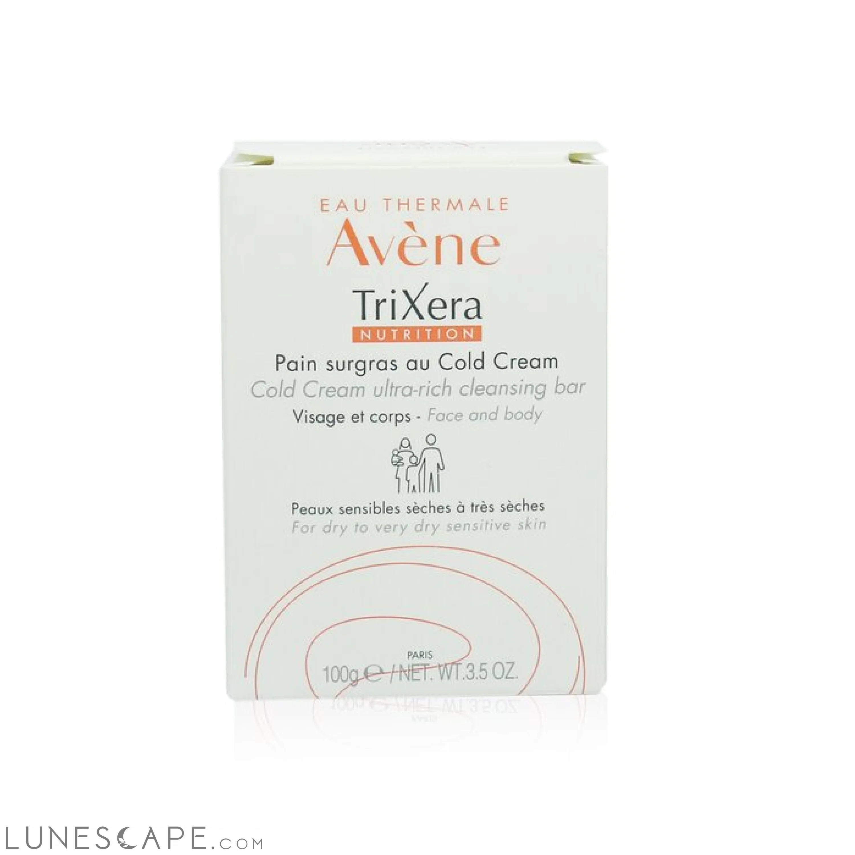 AVENE - TriXera Nutrition Cold Cream Ultra-Rich Face & Body Cleansing Bar - For Dry to Very Dry Sensitive Skin LUNESCAPE