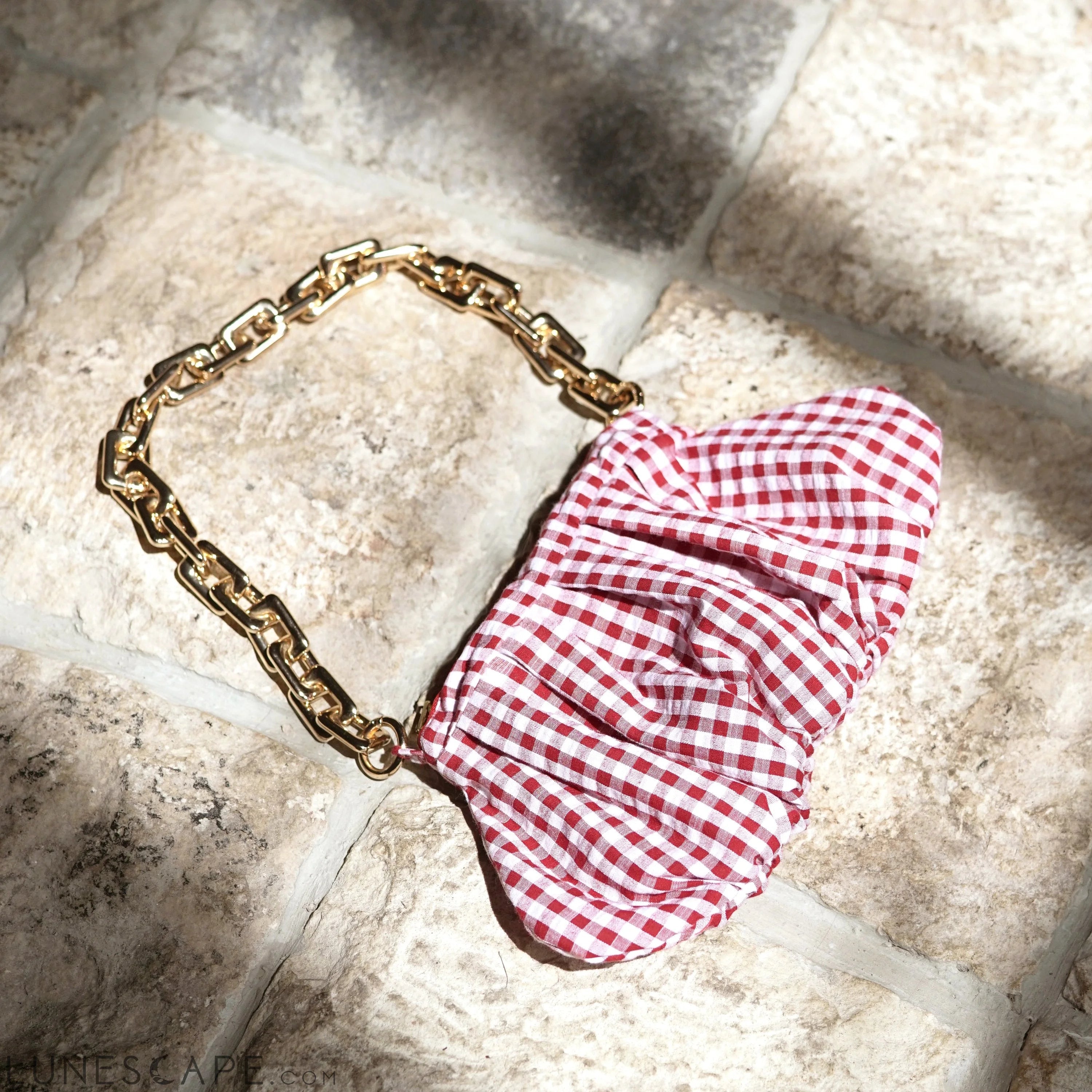 AWAN Ruffle Bag, in Red Gingham LUNESCAPE