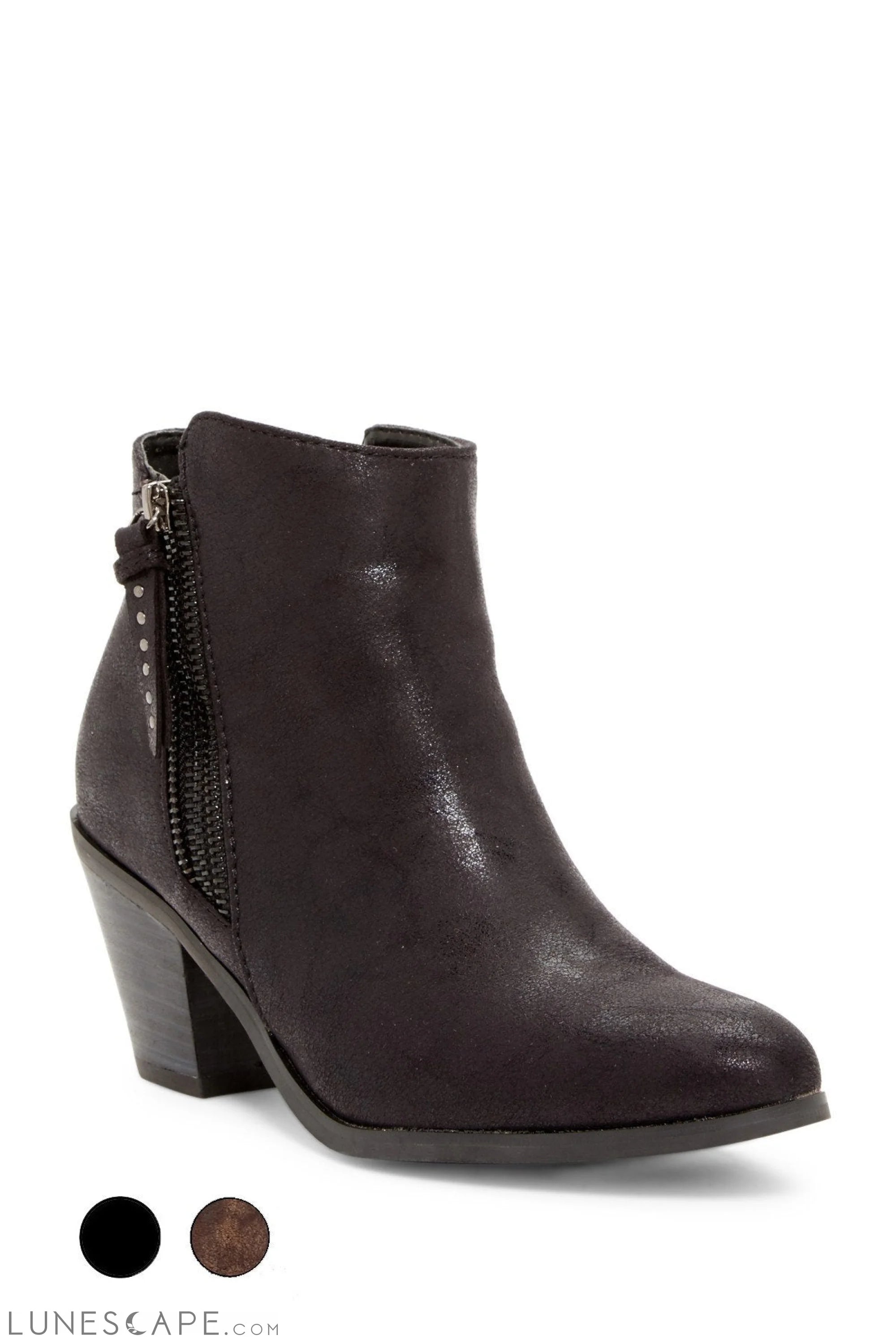 AYITA Side-Zip Almond Toe Low Block Heel Womens Chelsea Boot LUNESCAPE
