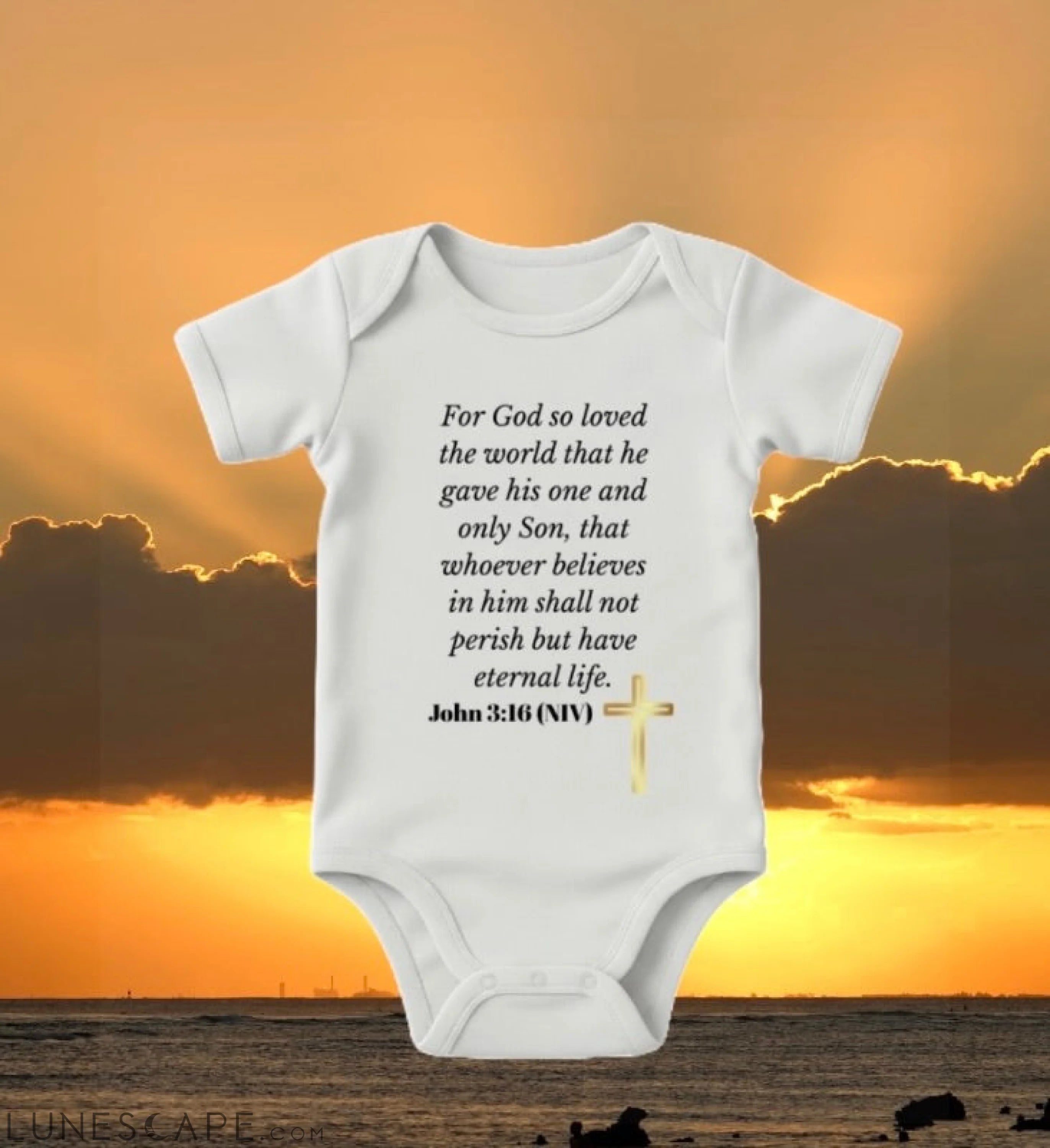 Baby Bodysuit - John 3:16 LUNESCAPE