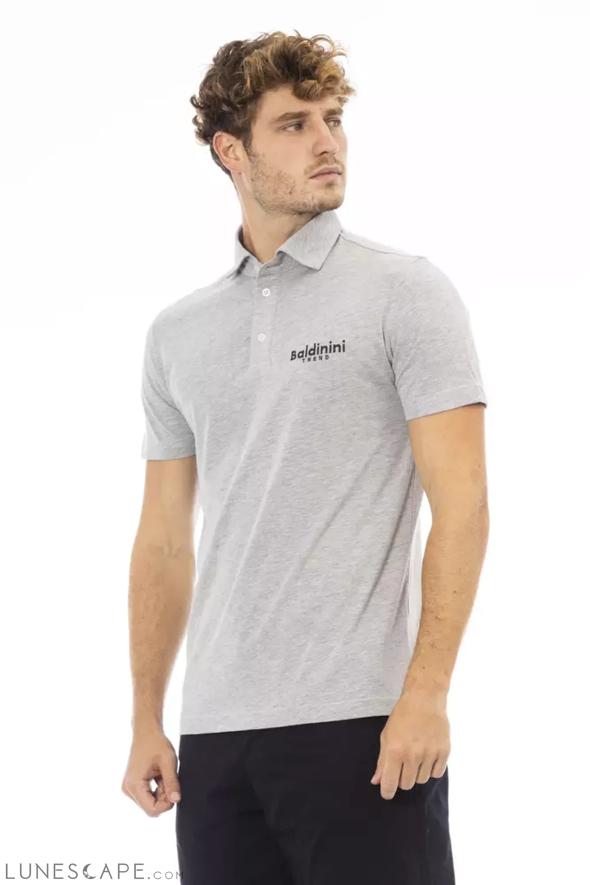 Baldinini Trend Gray Cotton Men Polo Shirt LUNESCAPE