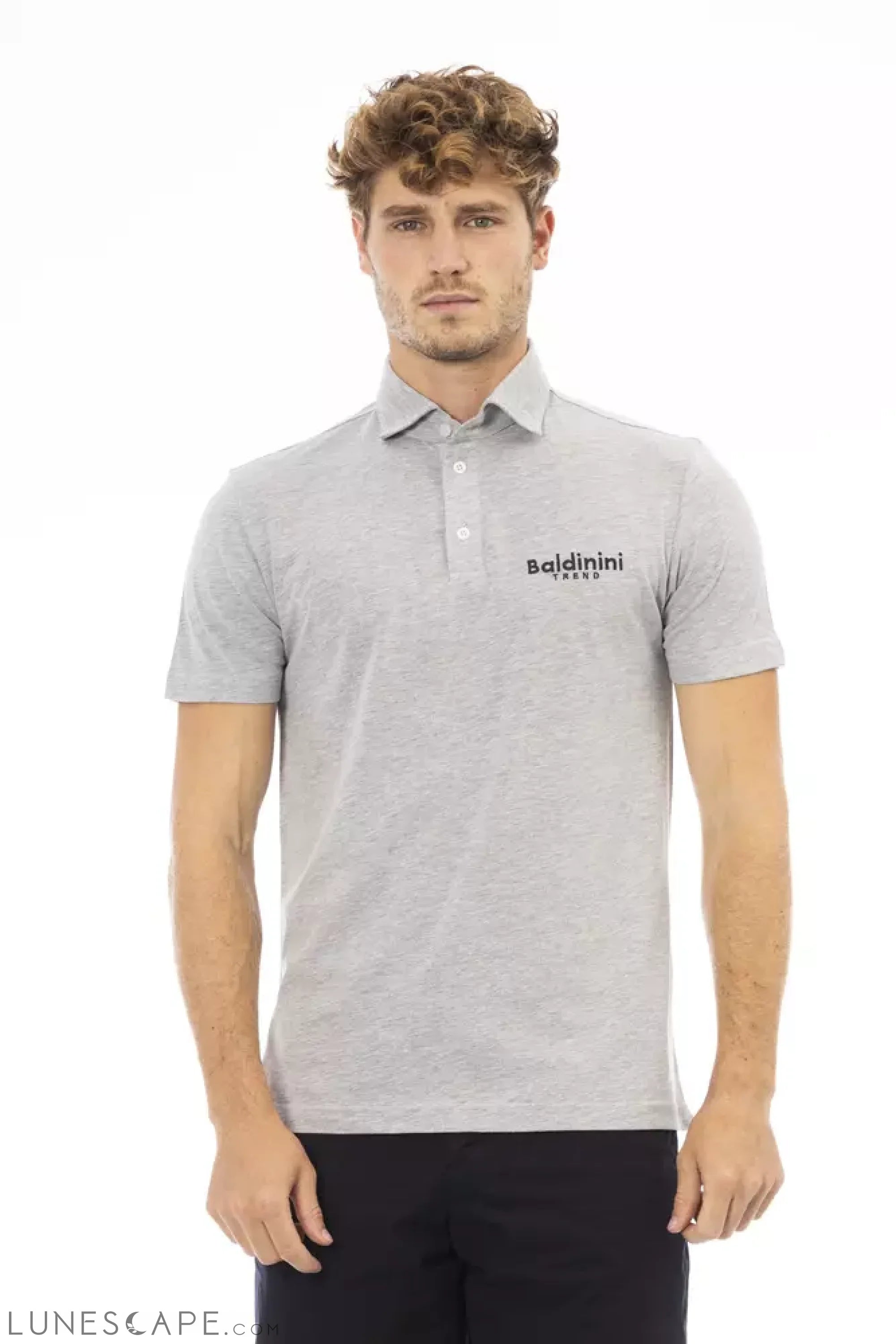 Baldinini Trend Gray Cotton Men Polo Shirt LUNESCAPE