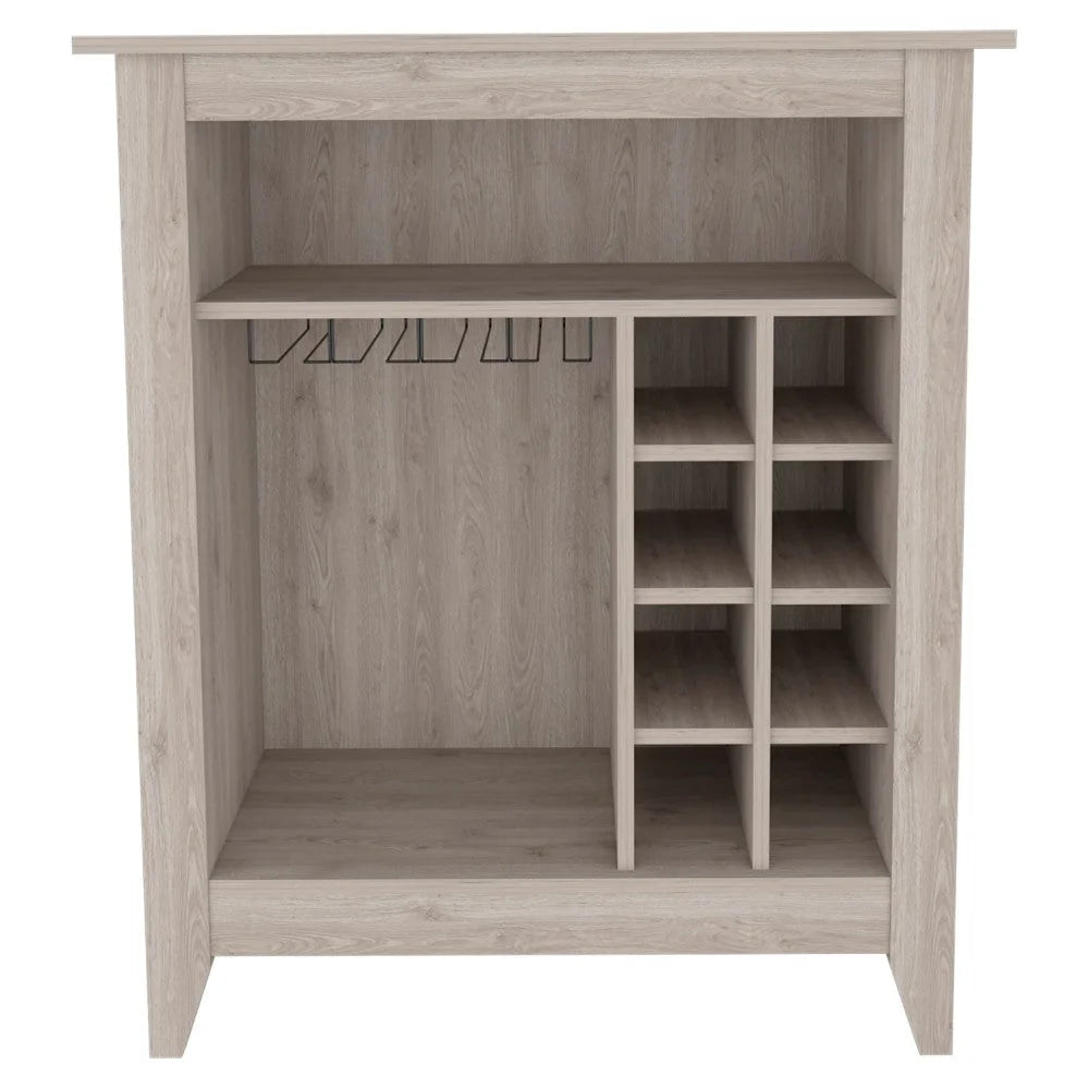Bar Cabinet Castle, One Open Shelf, Six Wine Cubbies, Light Gray LUNESCAPE