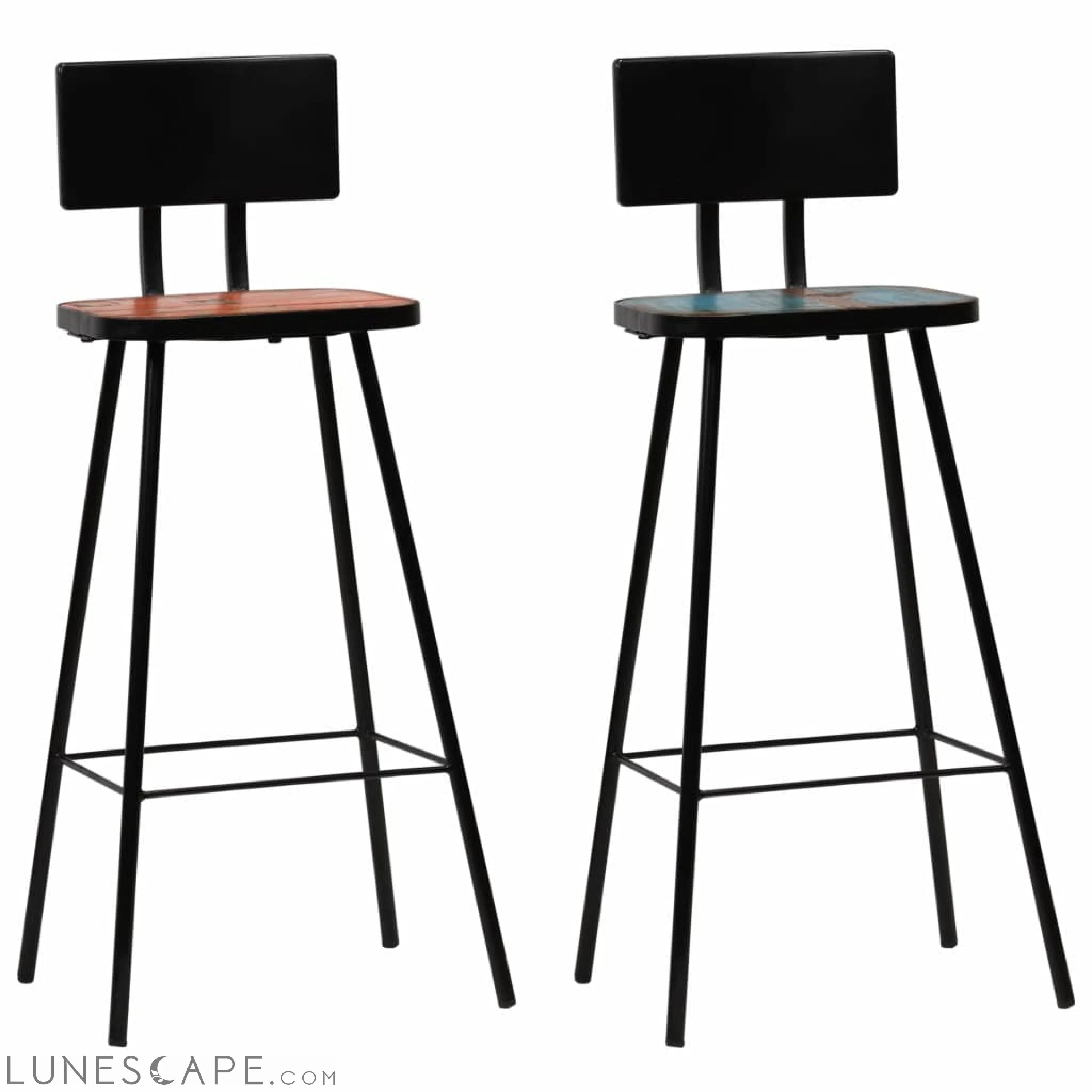 Bar Chairs 2 pcs Solid Reclaimed Wood LUNESCAPE