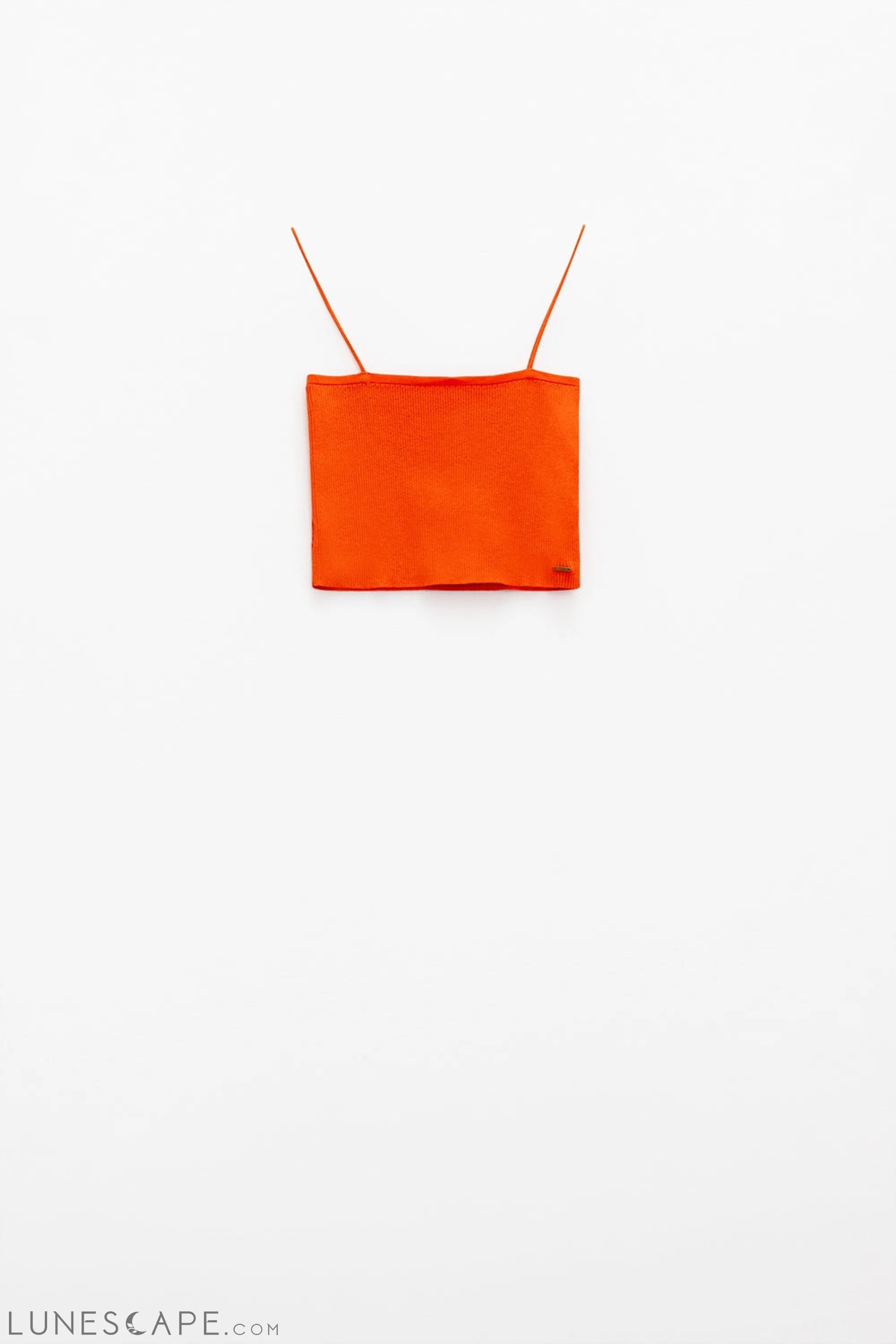 Basic Knitted Top in Orange With Thin Straps LUNESCAPE