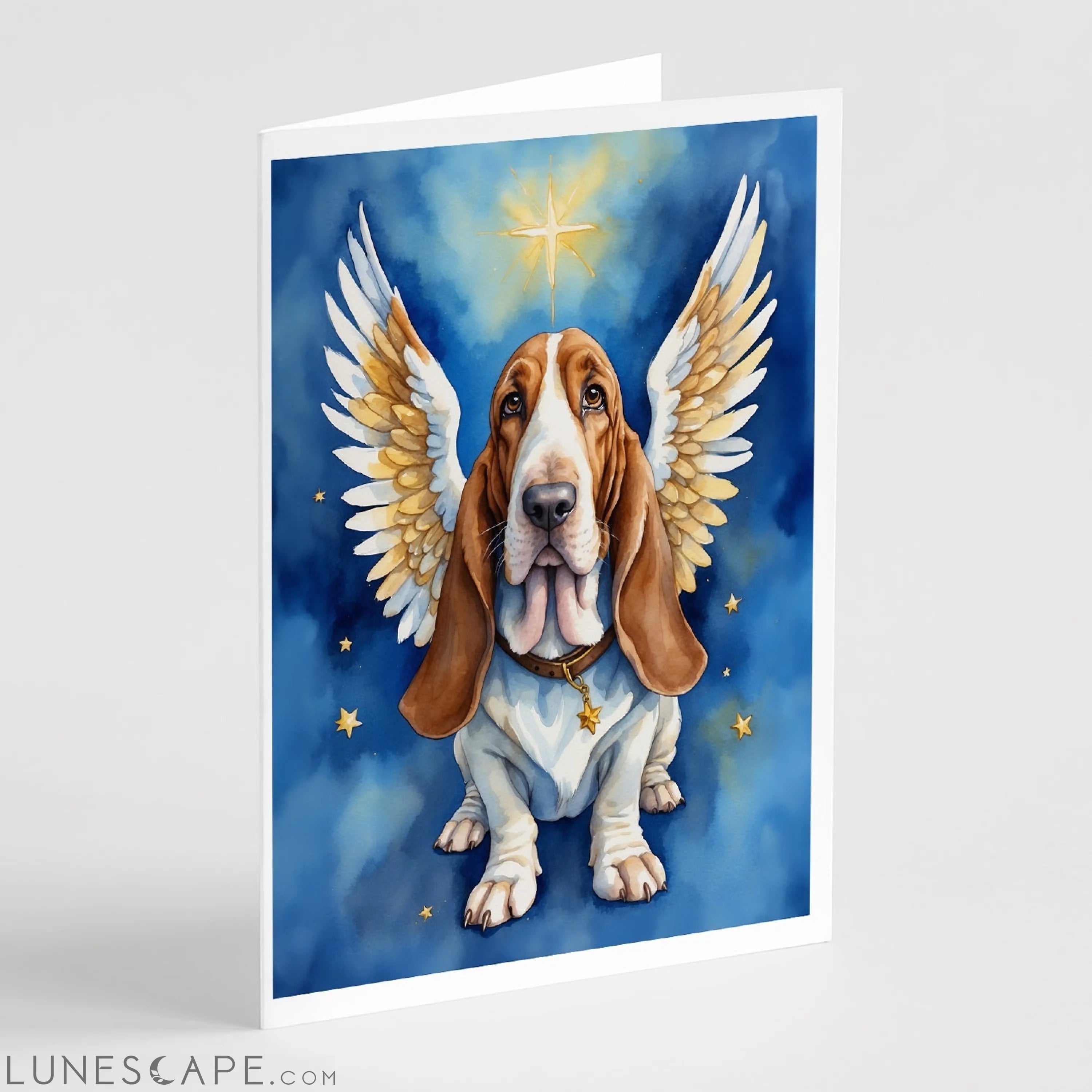 Basset Hound My Angel Greeting Cards Pack of 8 LUNESCAPE
