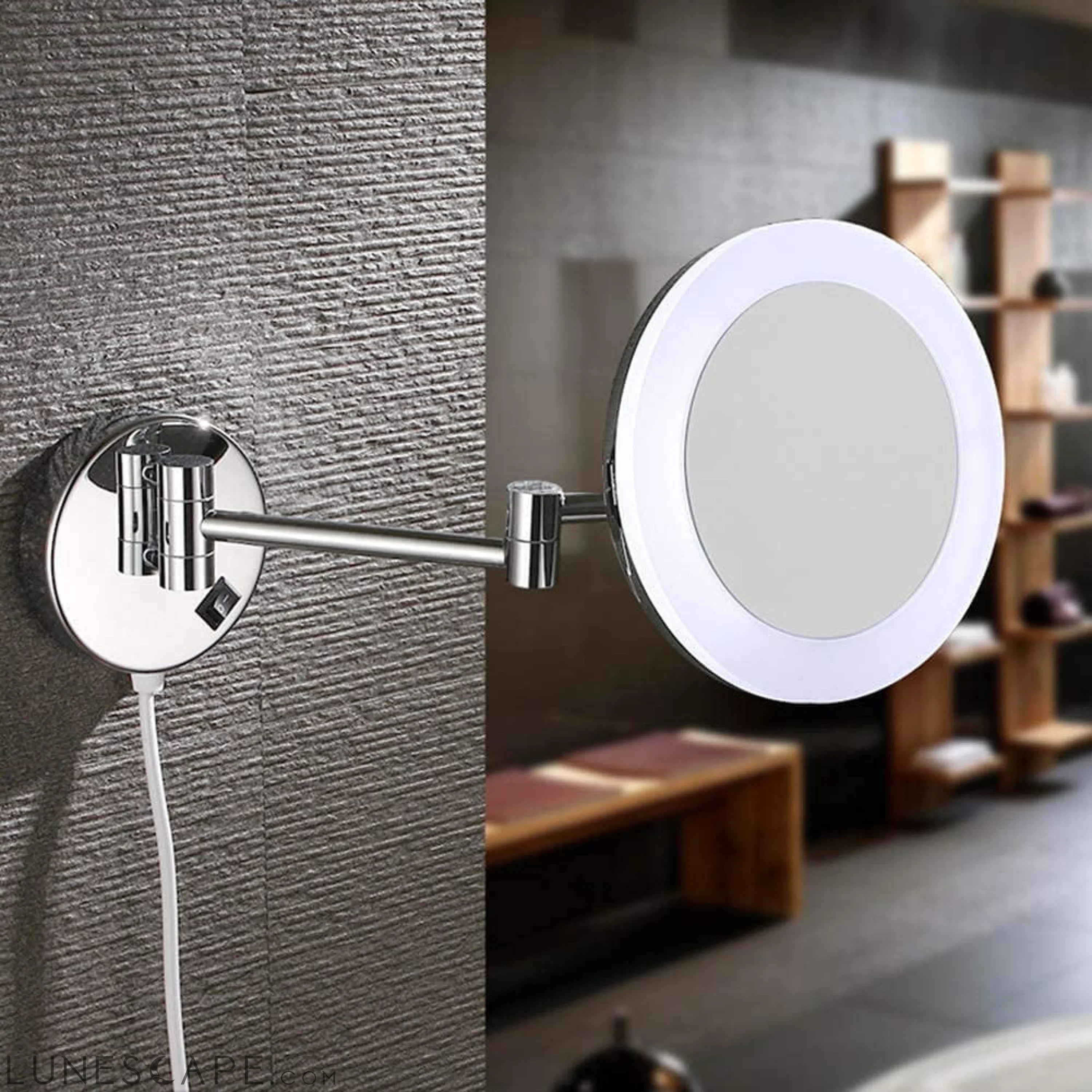 Bathroom Wall-Mounted Acrylic Foldable Retractable Magnifying Mirror LUNESCAPE