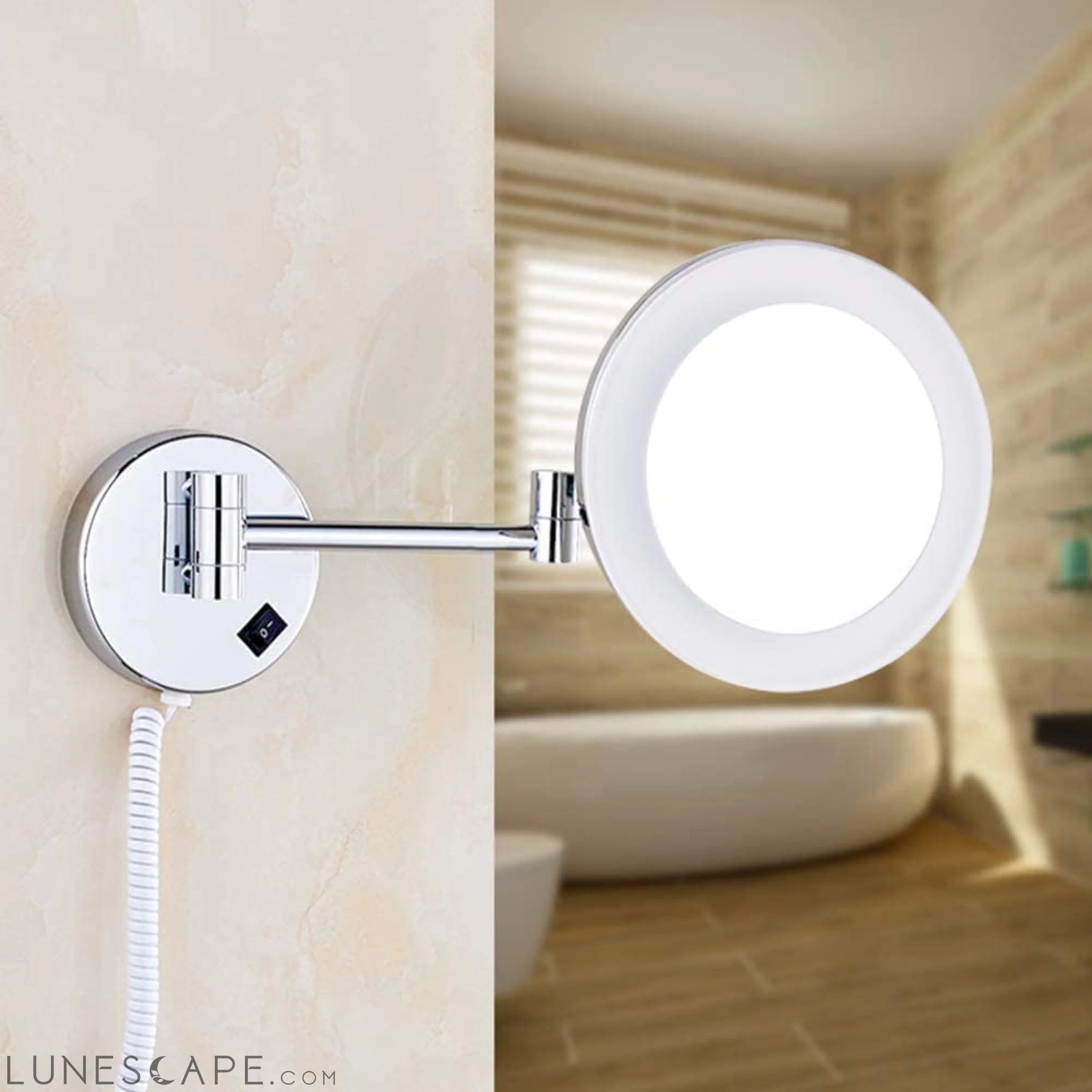 Bathroom Wall-Mounted Acrylic Foldable Retractable Magnifying Mirror LUNESCAPE