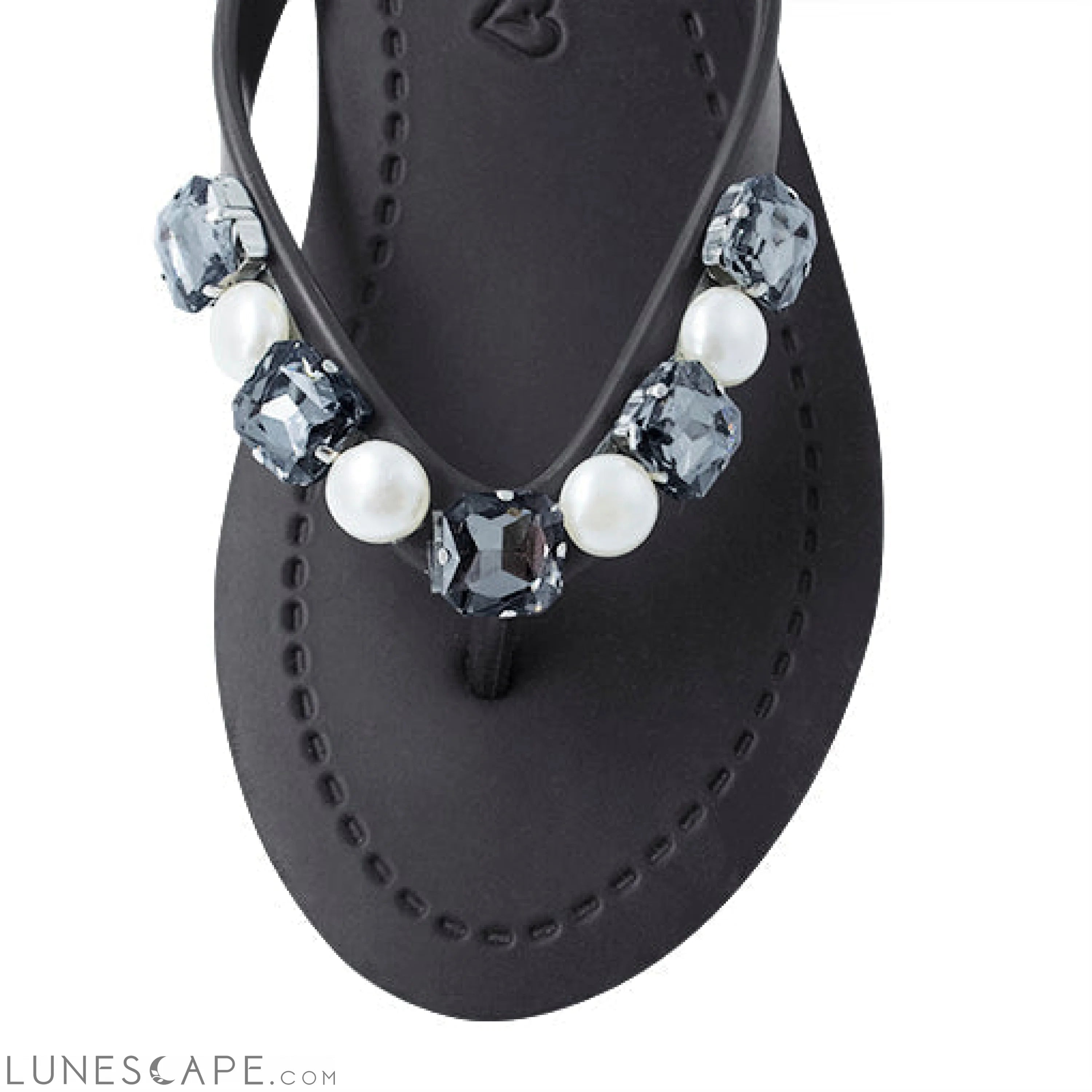 Beach Pearl - Crystal & Beads Mid Wedge Flip Flops Sandals LUNESCAPE