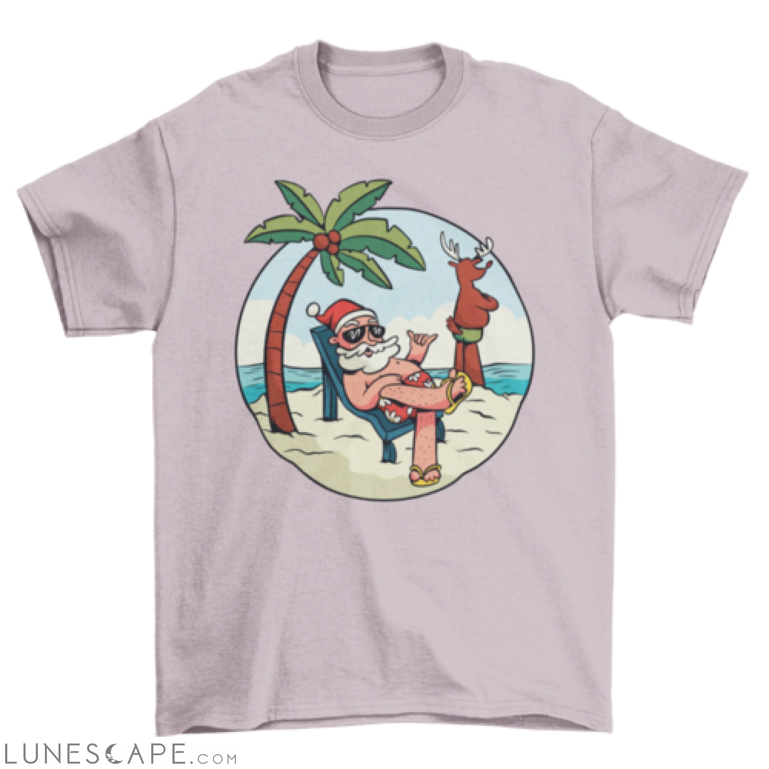 Beach summer Santa Claus t-shirt LUNESCAPE