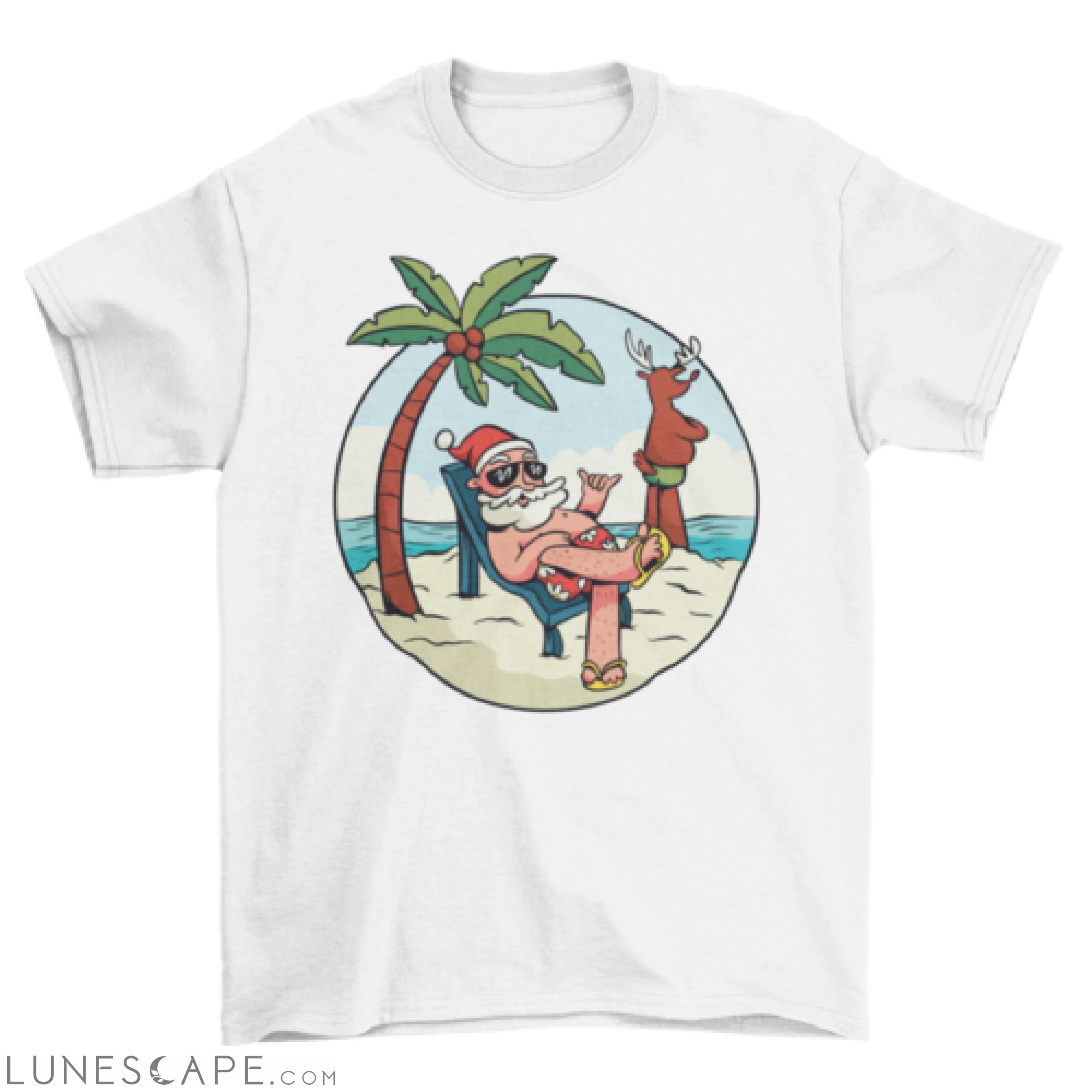 Beach summer Santa Claus t-shirt LUNESCAPE