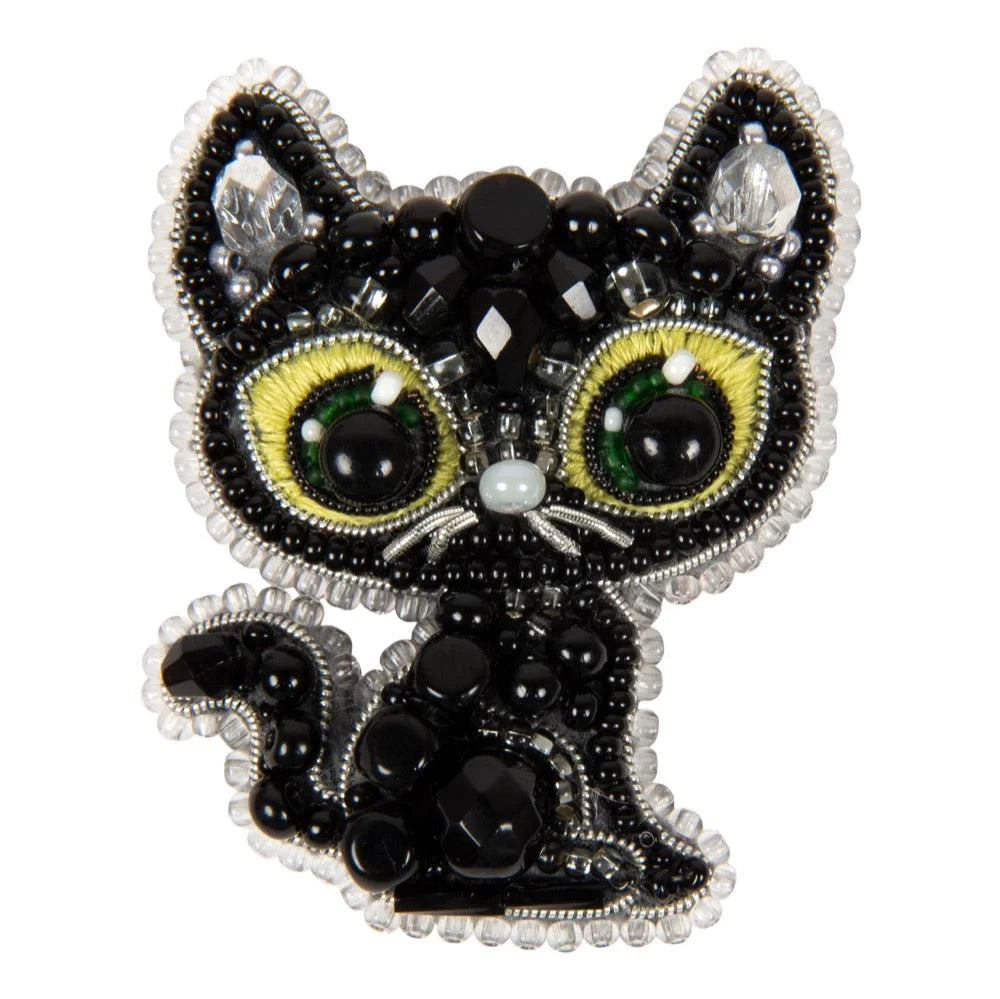 Beadwork kit for creating brooch Crystal Art "Black cat" LUNESCAPE