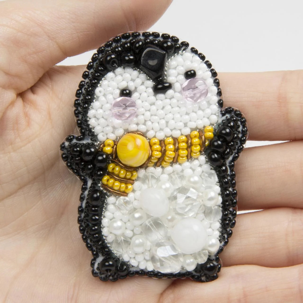 Beadwork kit for creating brooch Crystal Art "Penguin" LUNESCAPE