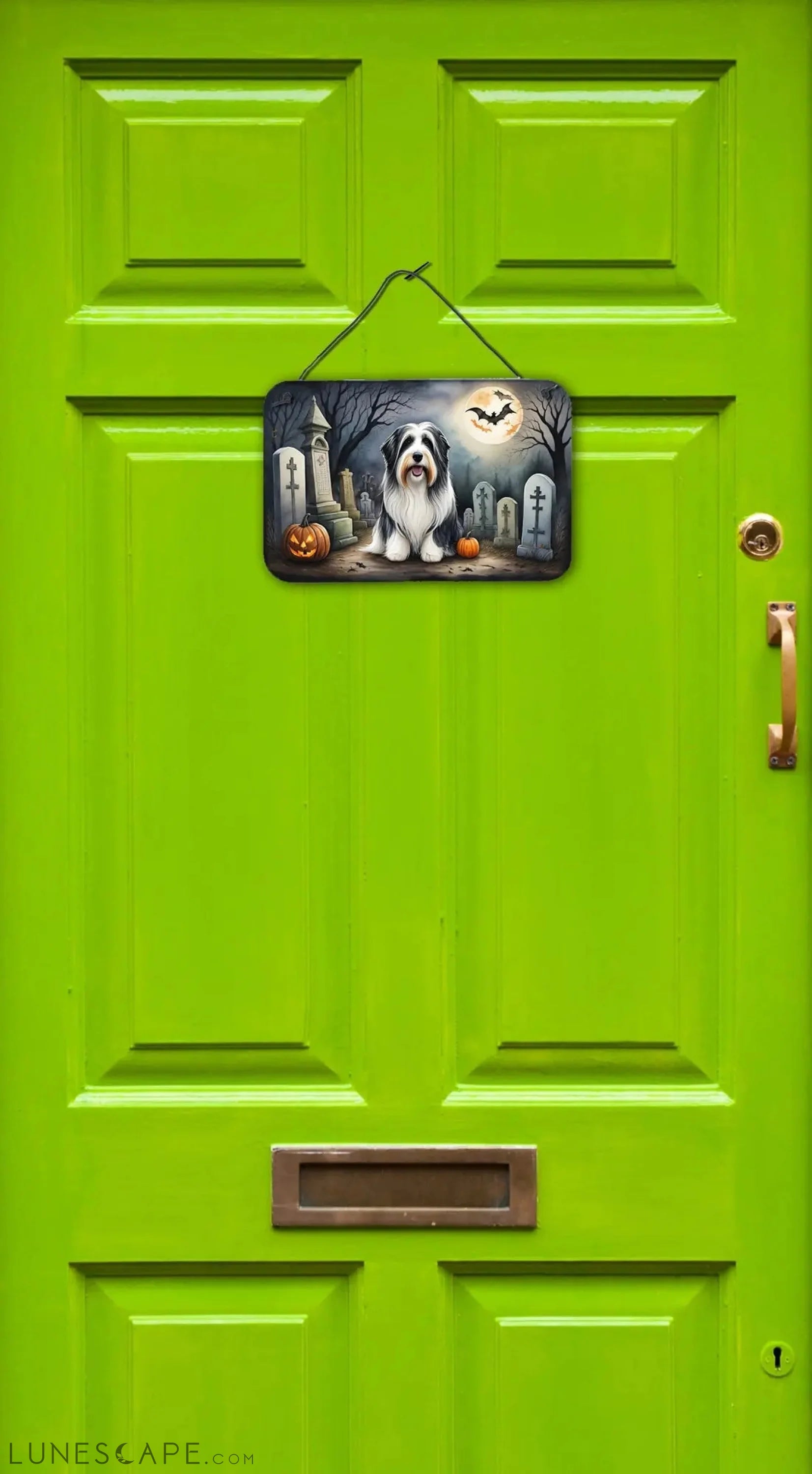 Bearded Collie Spooky Halloween Wall or Door Hanging Prints LUNESCAPE