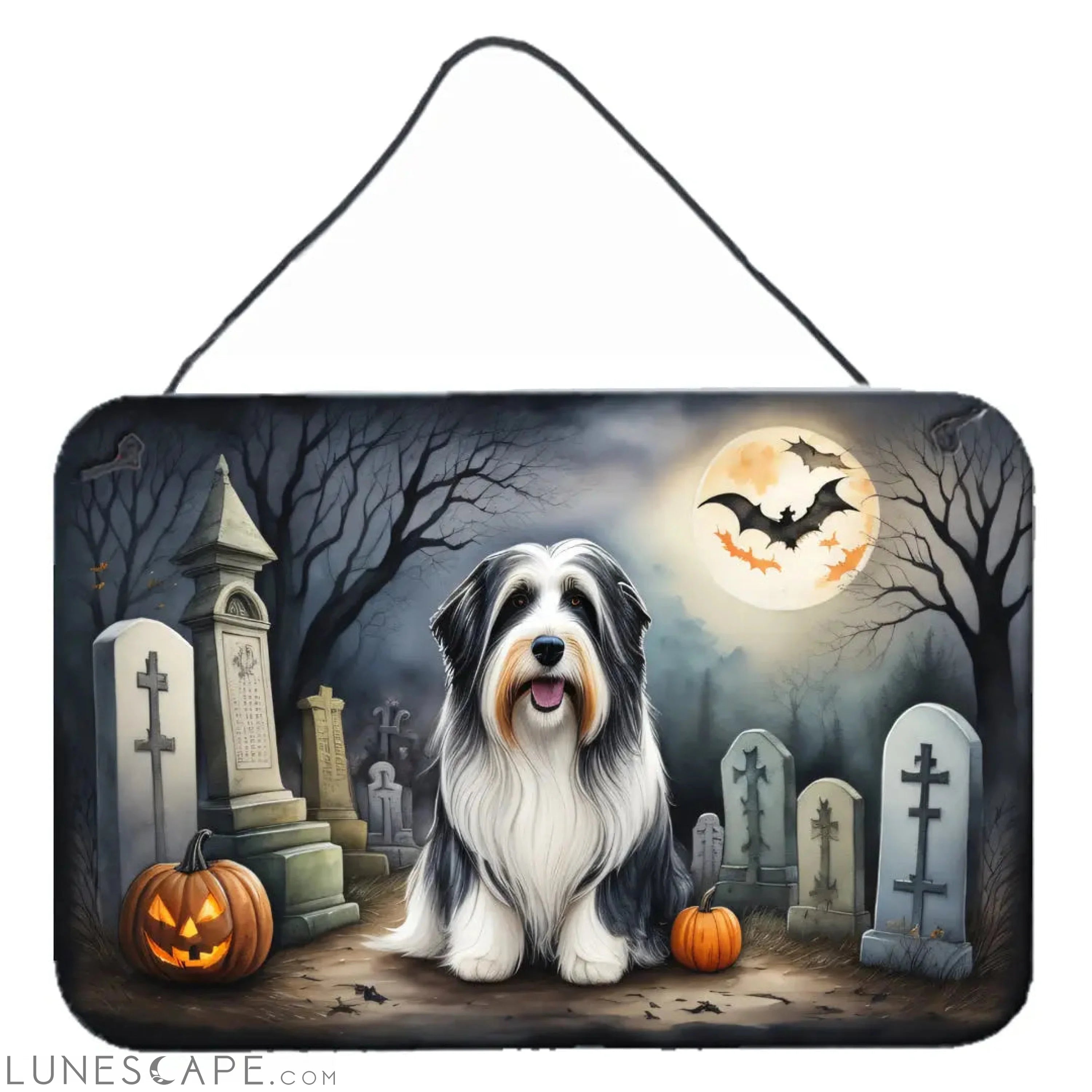 Bearded Collie Spooky Halloween Wall or Door Hanging Prints LUNESCAPE