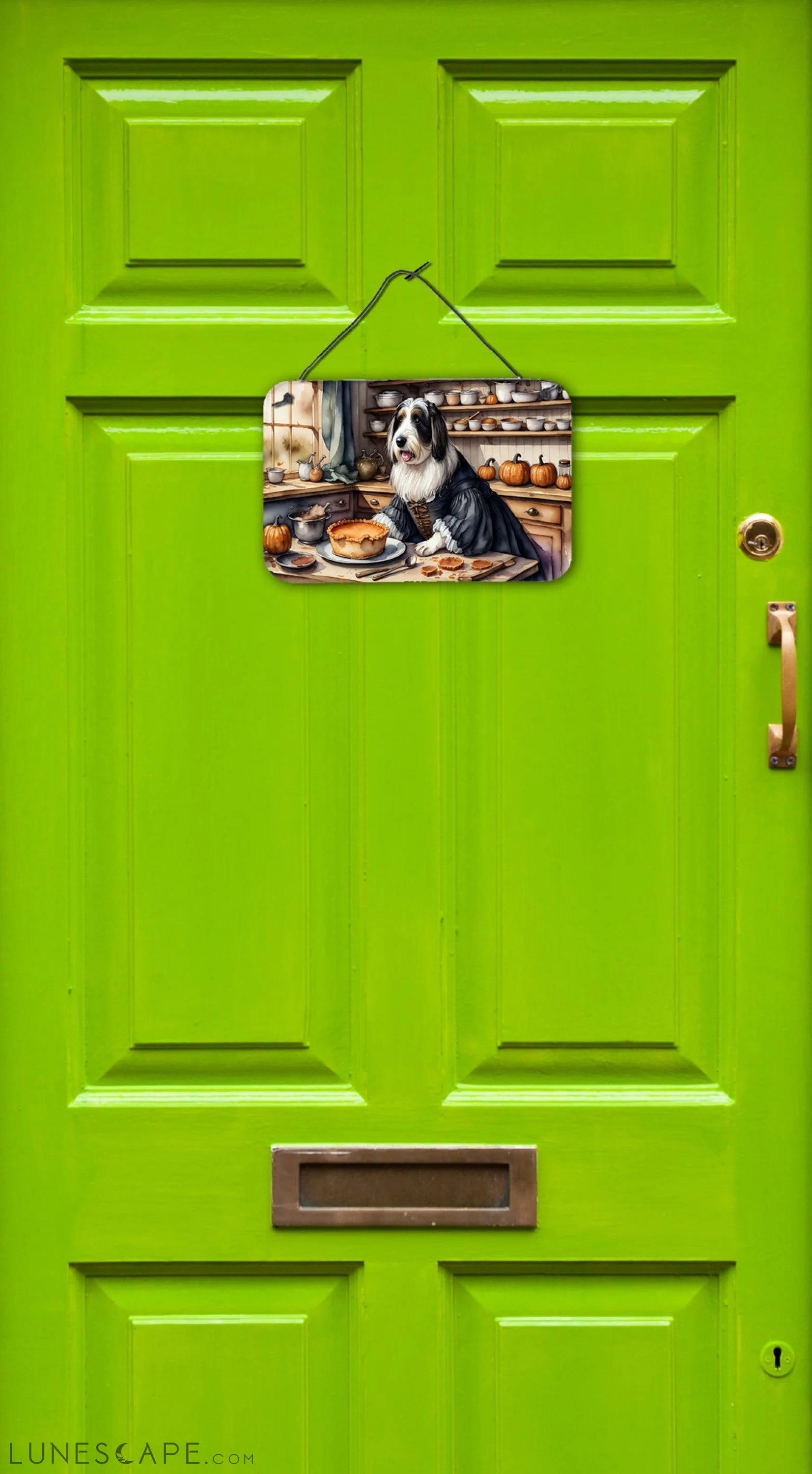 Bearded Collie Thanksgiving Fall Kitchen Pumpkins Wall or Door Hanging Prints LUNESCAPE