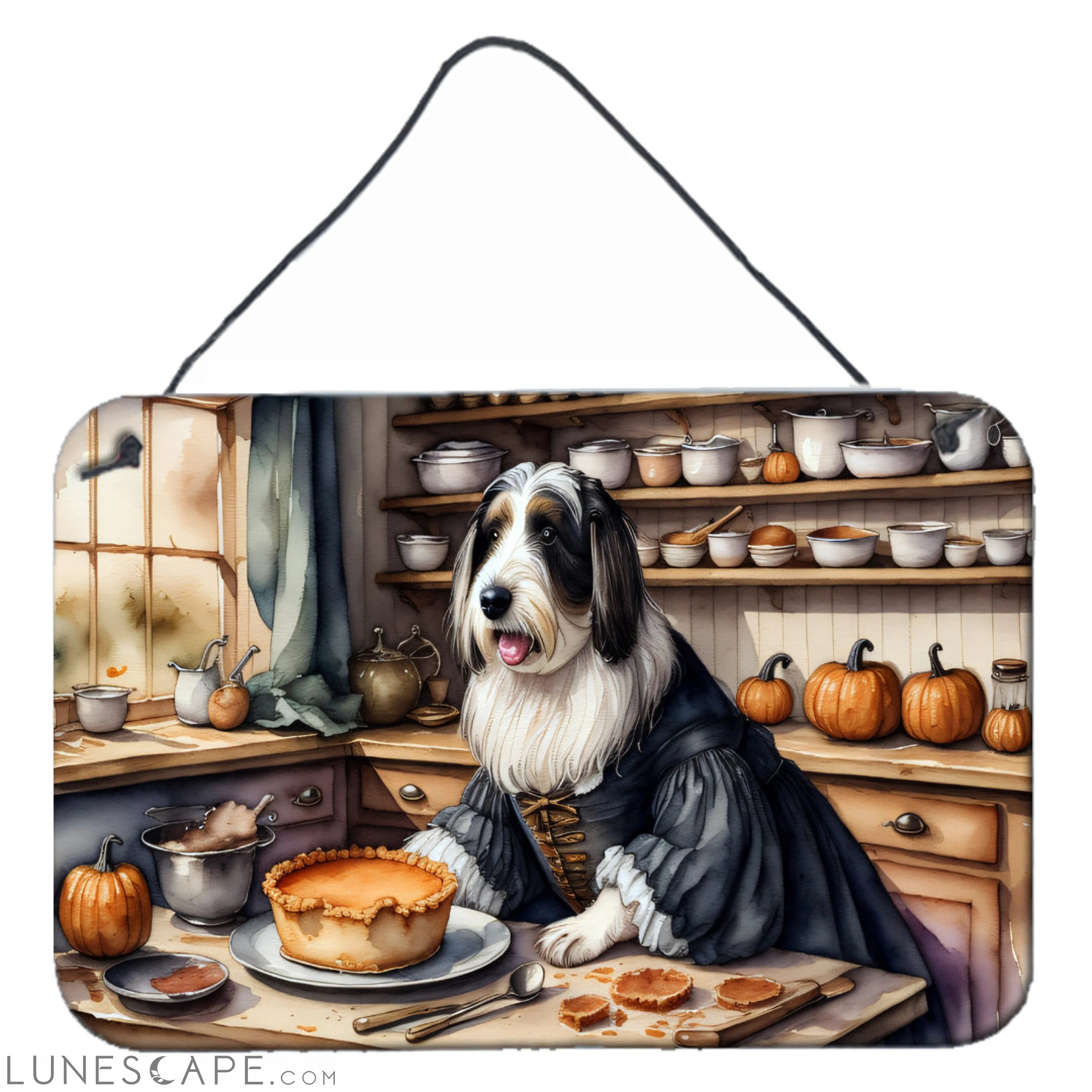 Bearded Collie Thanksgiving Fall Kitchen Pumpkins Wall or Door Hanging Prints LUNESCAPE
