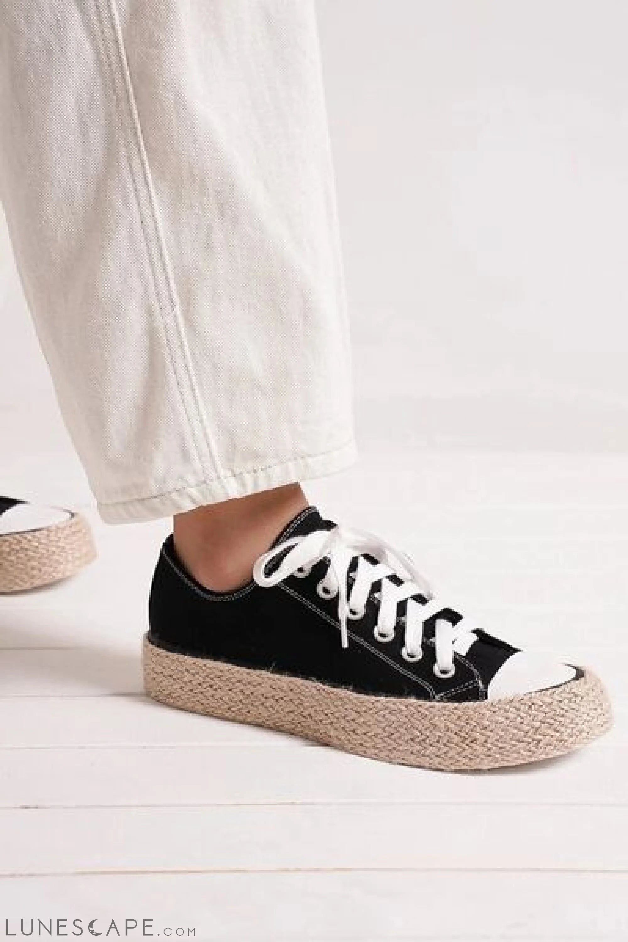 Beast Fashion Lace Up Woven Espadrille Sole Sneakers LUNESCAPE